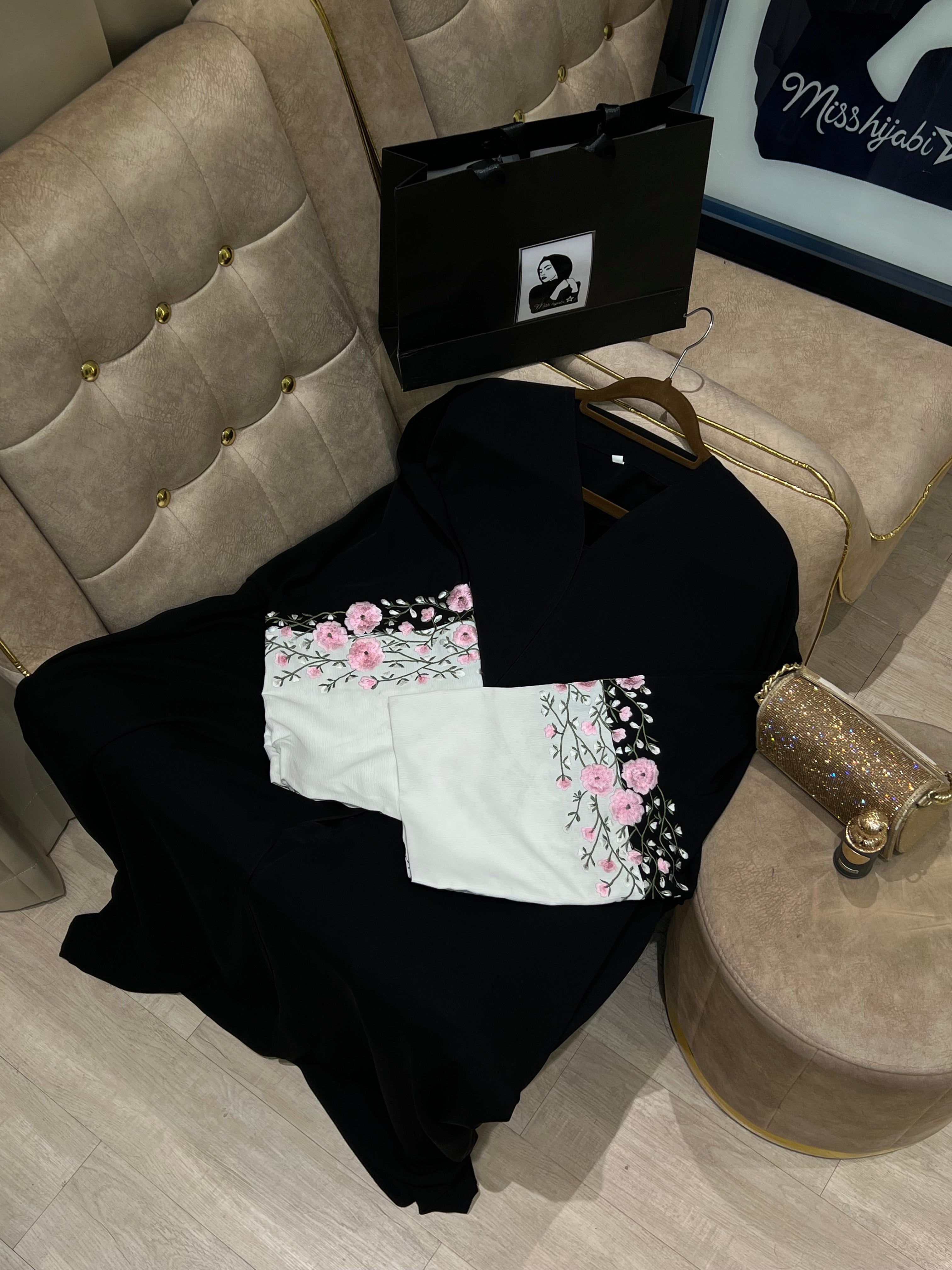 Rose Black abaya- MH074