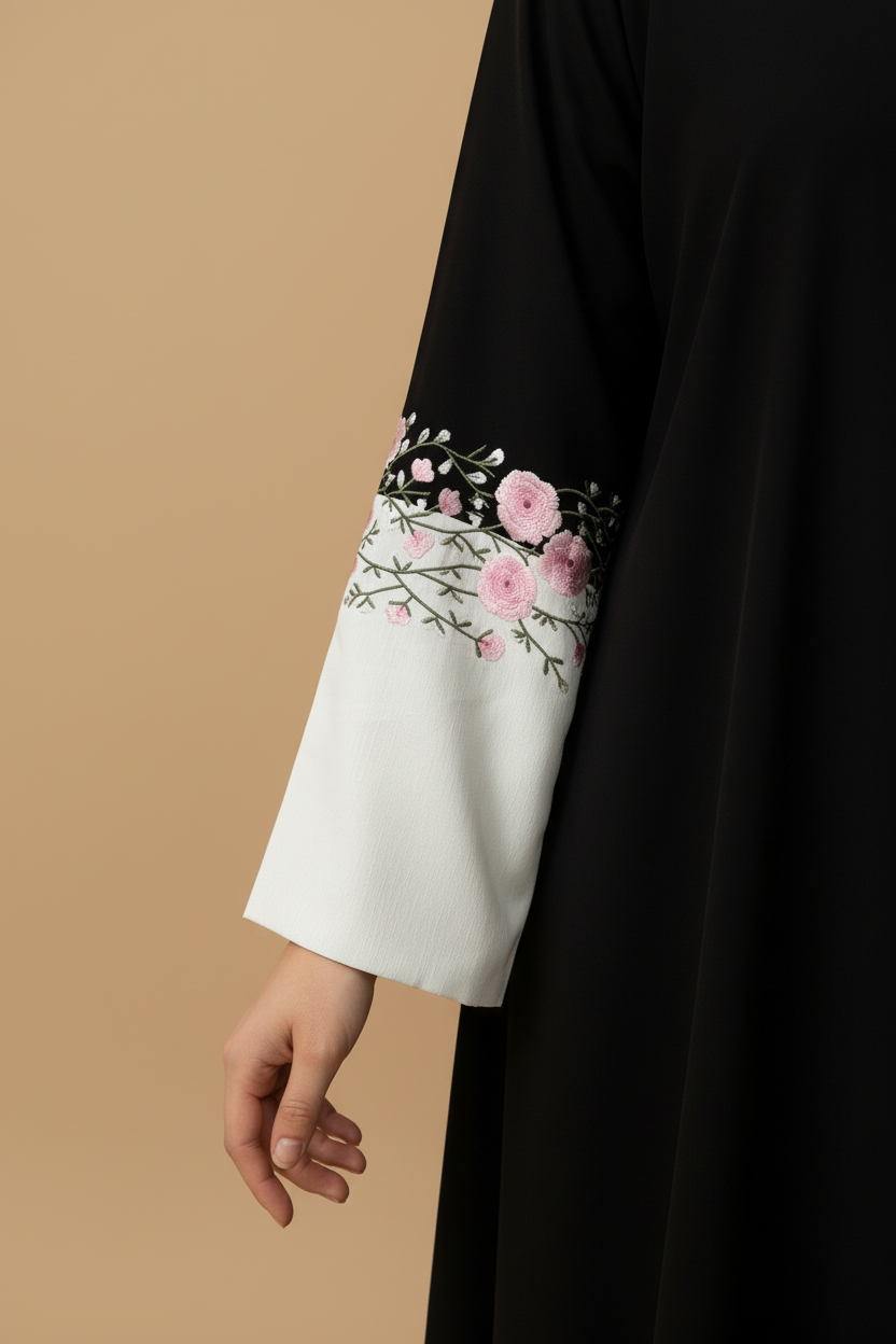 Rose Black abaya- MH074