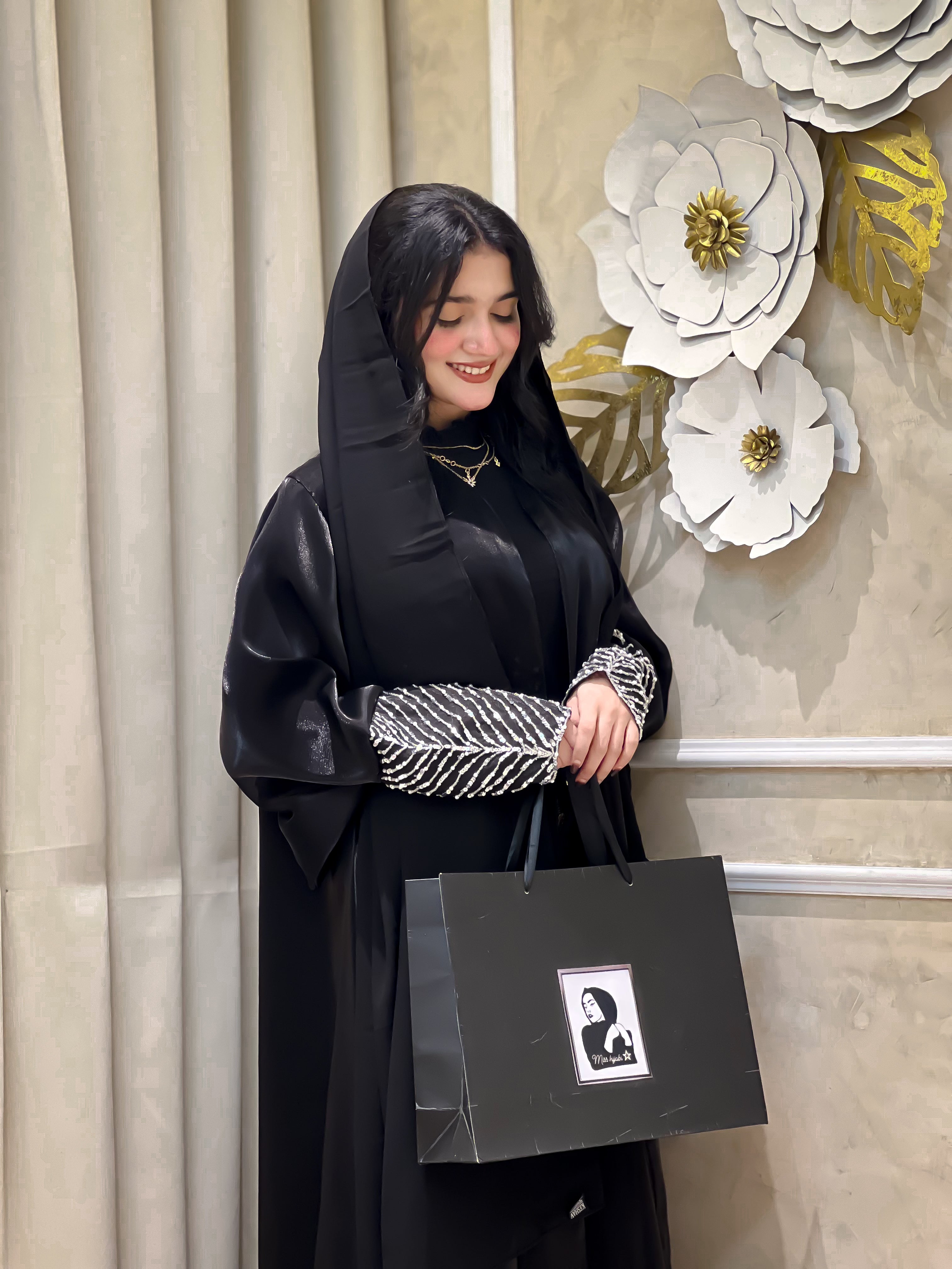 NAFZ Black Sleeve Work Abaya- MH006