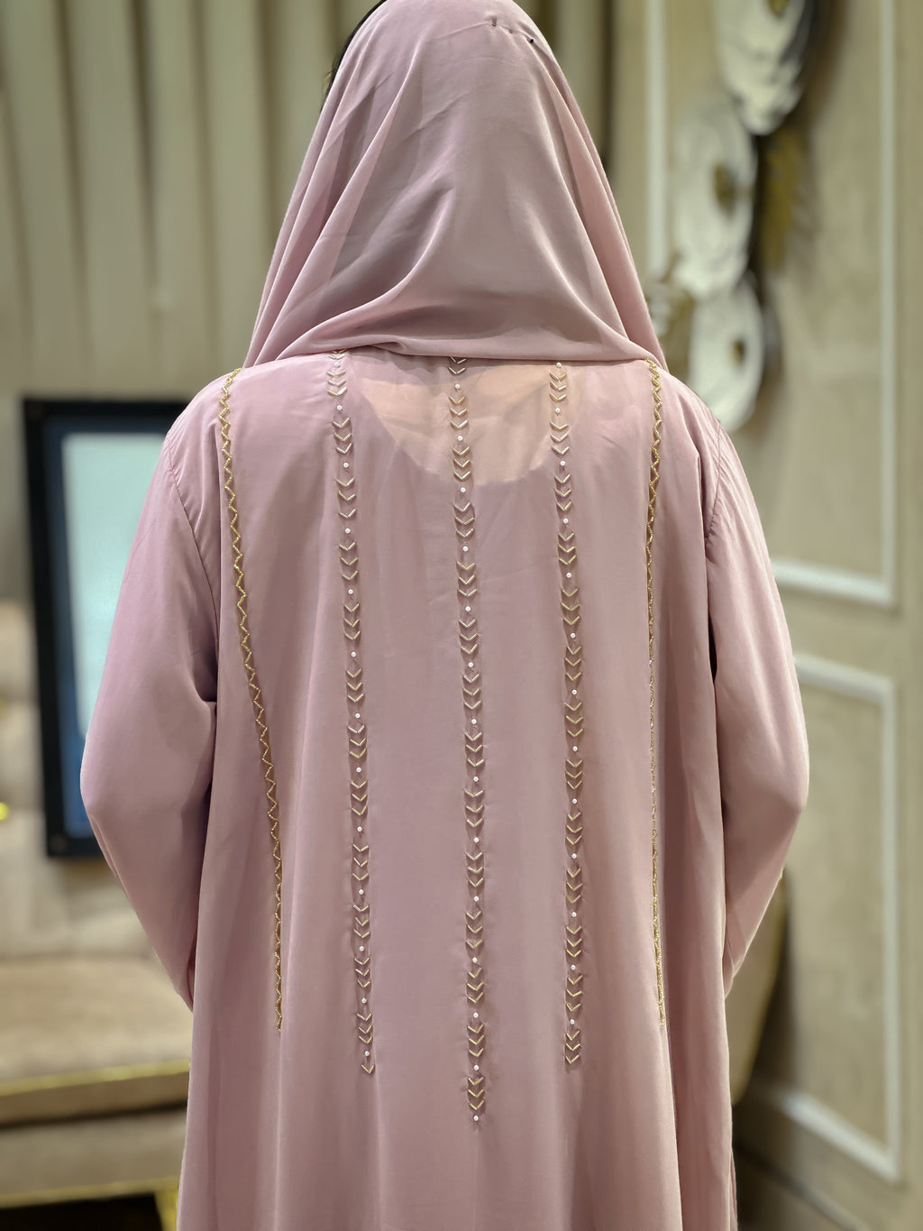 NAFZ Baby Pink Chiffon Abaya Edition- MH102