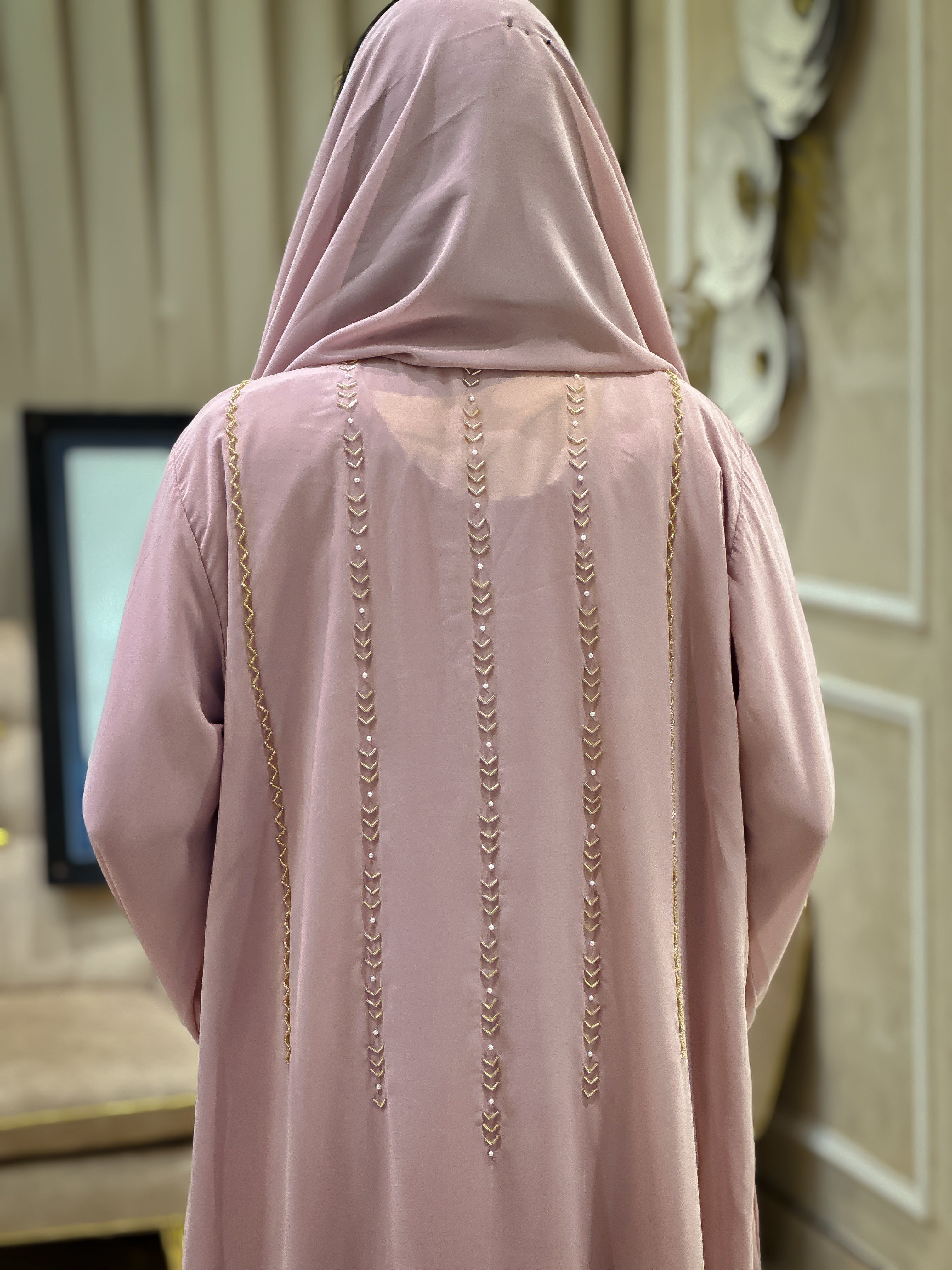 NAFZ Baby Pink Chiffon Abaya Edition- MH102