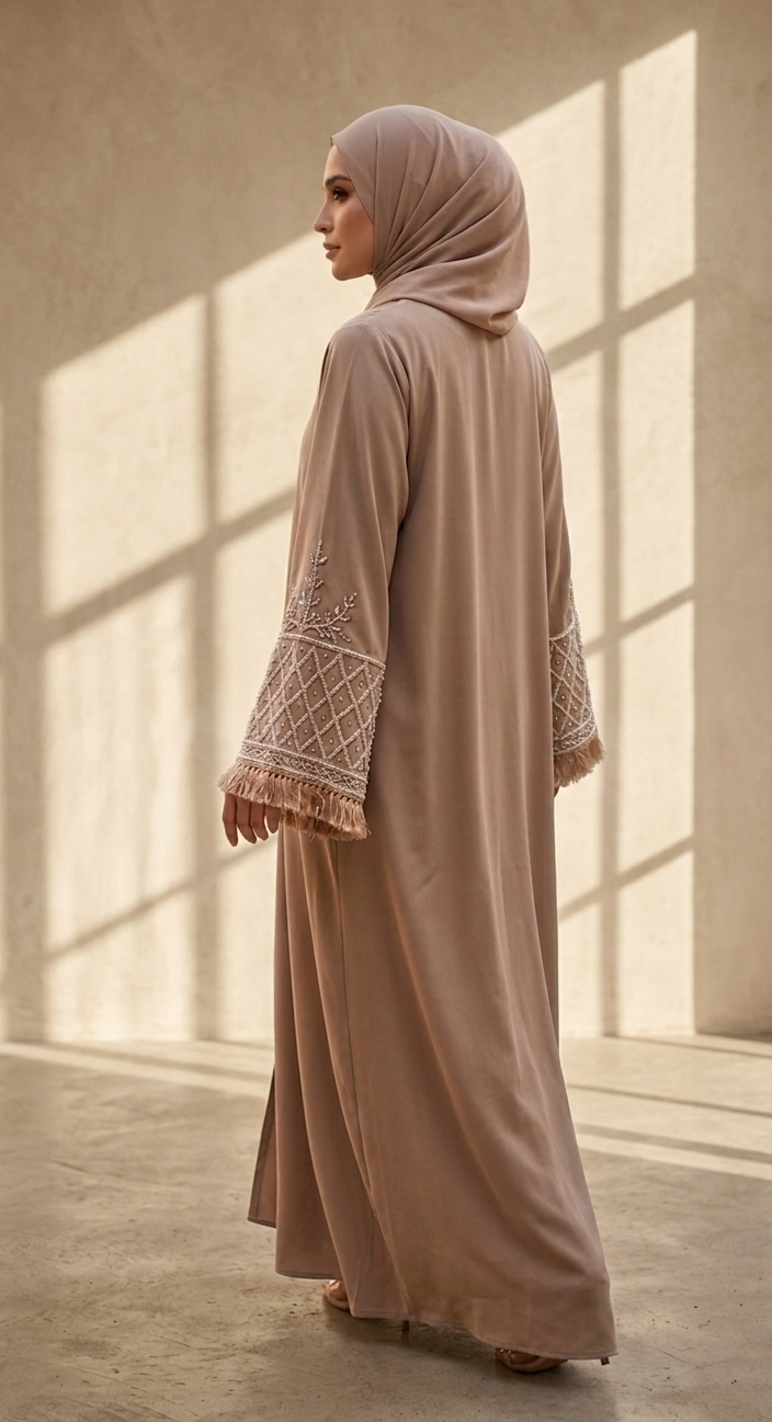 Beige Party Sleeve Work Abaya MH247