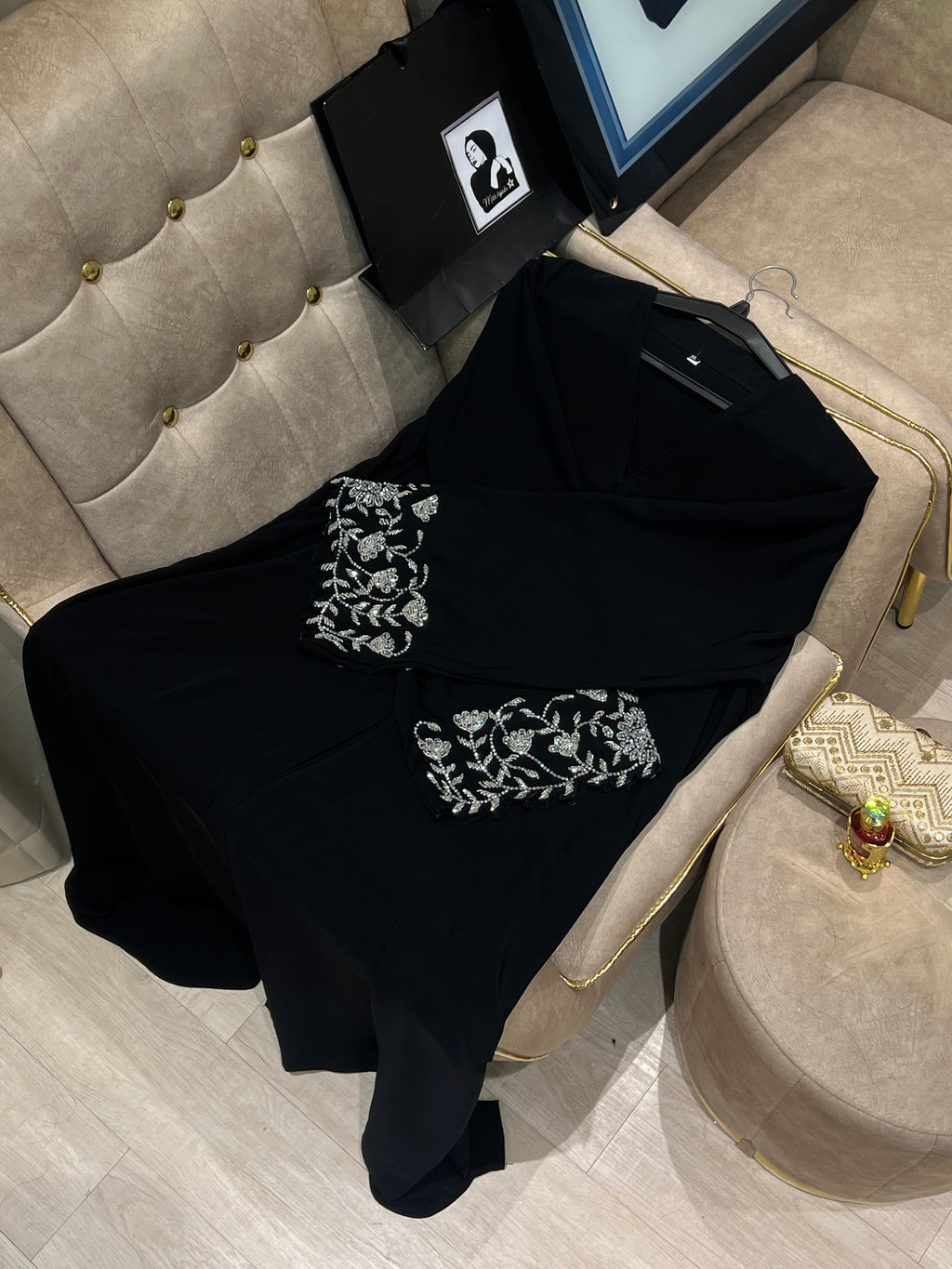 Black Abaya with Work on Sleeves -Simple & Classy -MH054