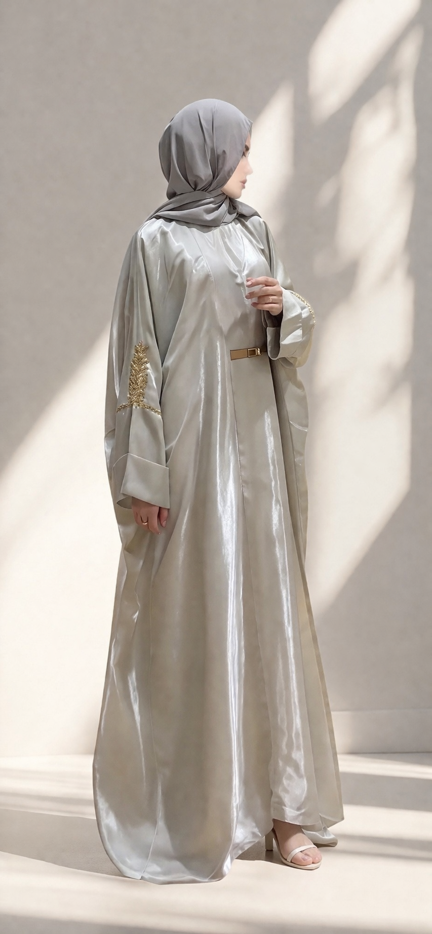 Organza Grey Designer Bridal/Party Abaya -MH2278