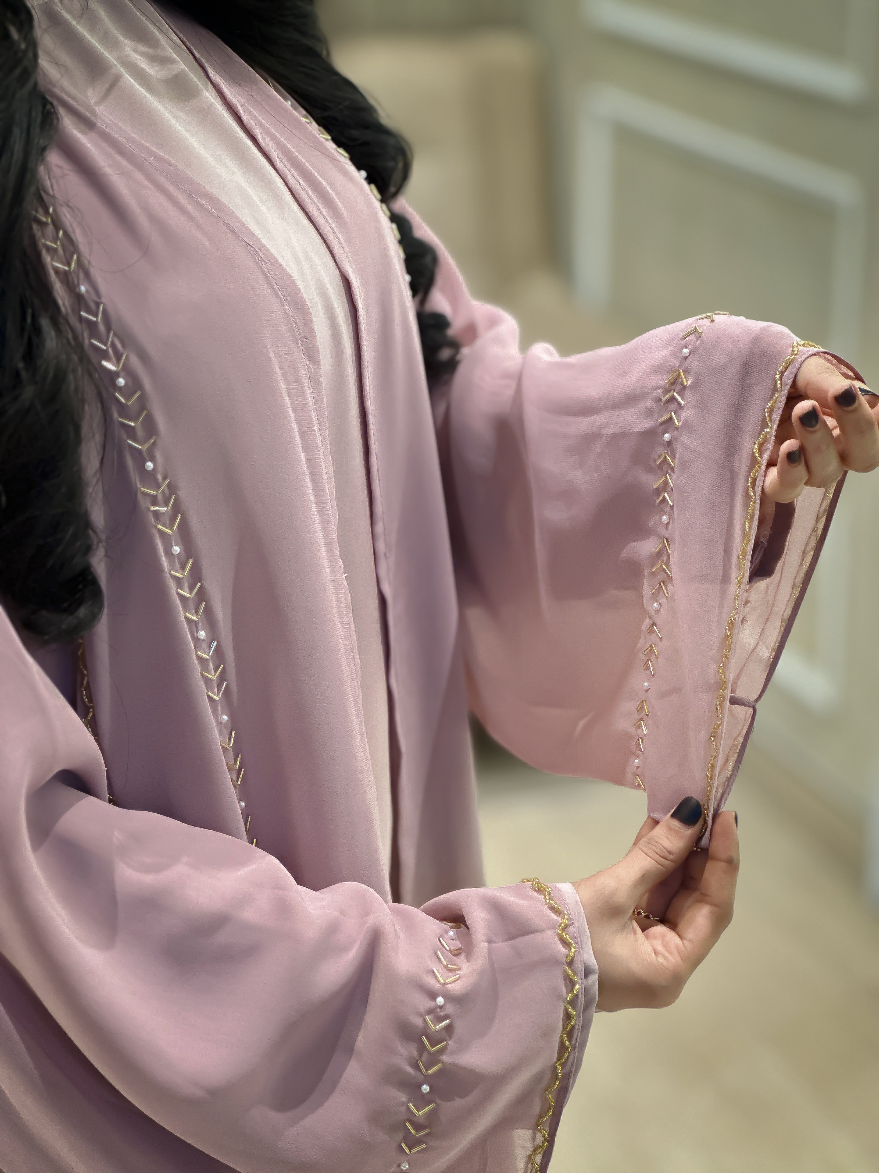 NAFZ Baby Pink Chiffon Abaya Edition- MH102