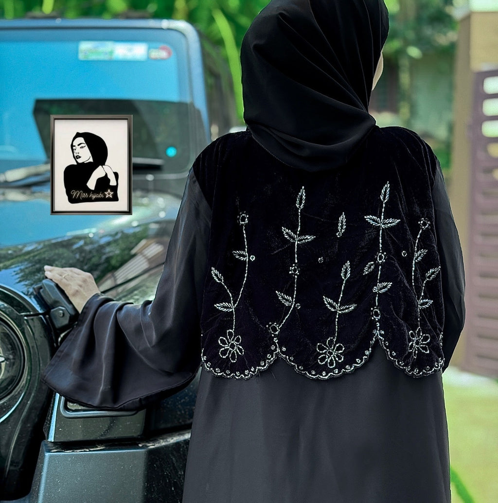 Sana Premium Velvet Black Abaya- MH021