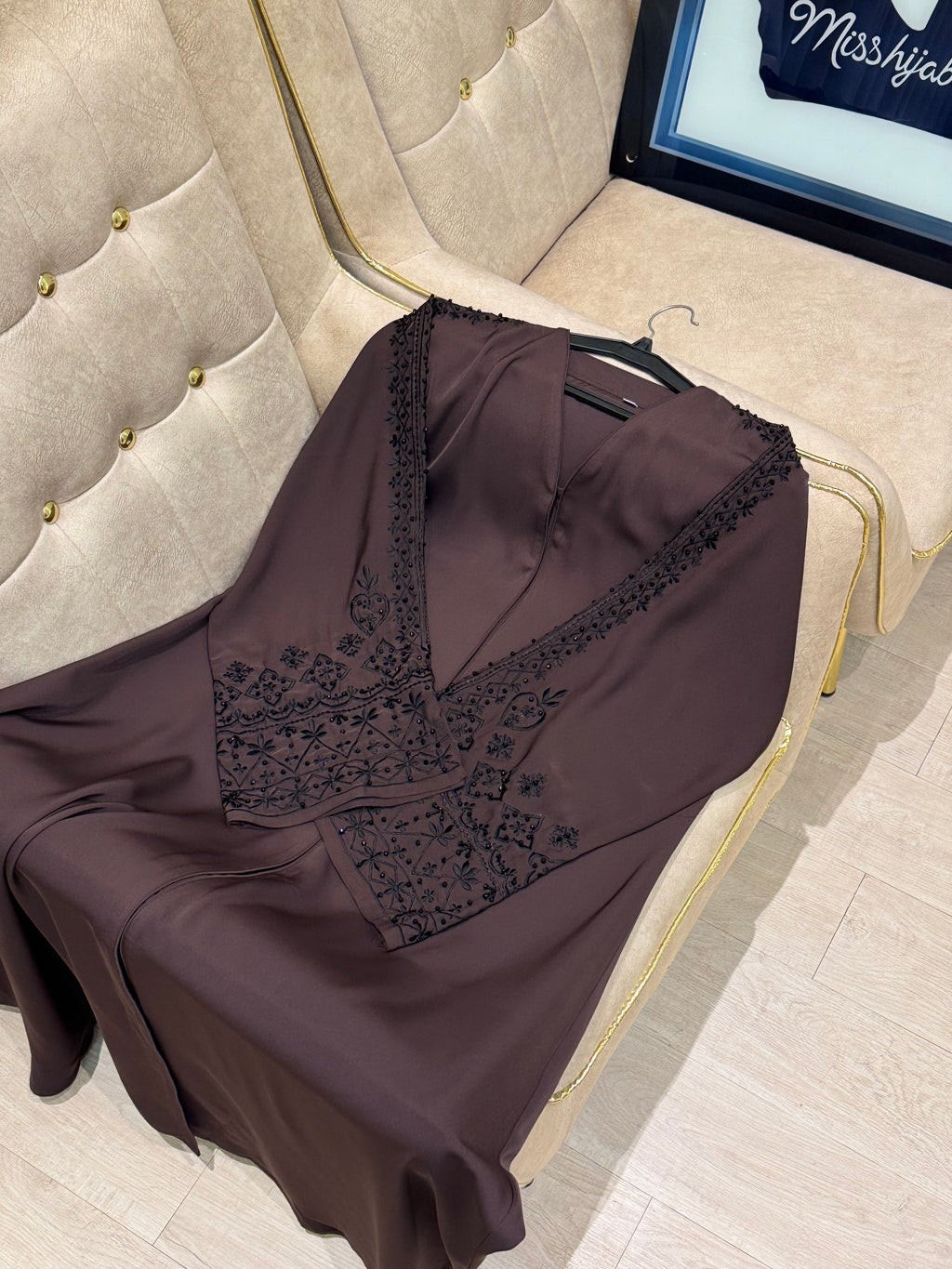 Brown Black Sleeve Work Abaya- MH043