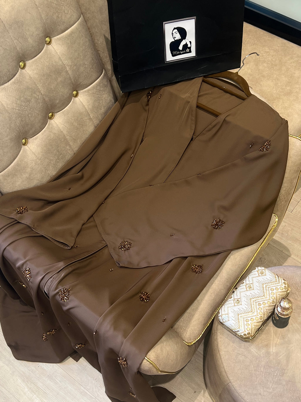 Classic Brown Luxury Abaya - MH089