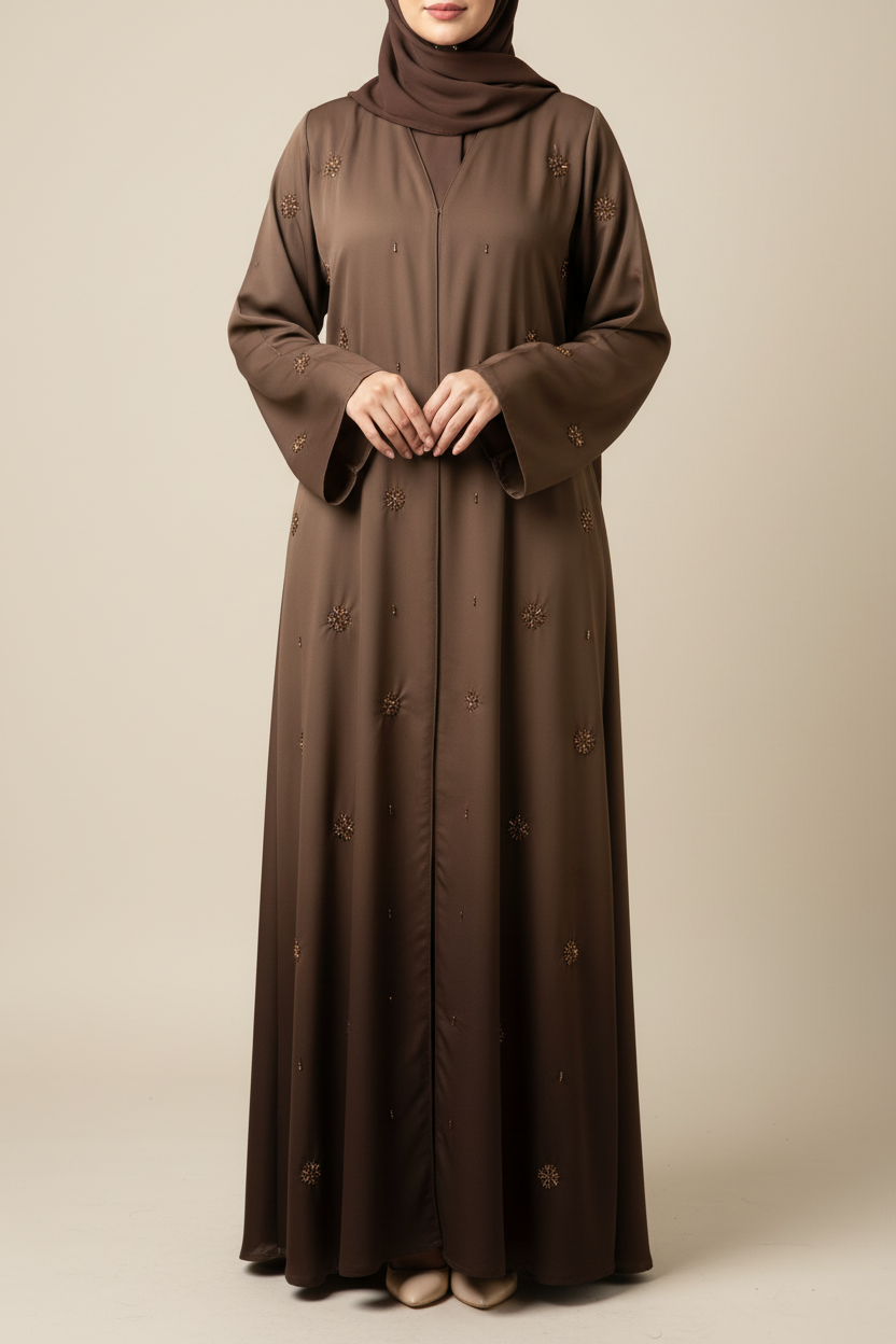 Classic Brown Luxury Abaya - MH089