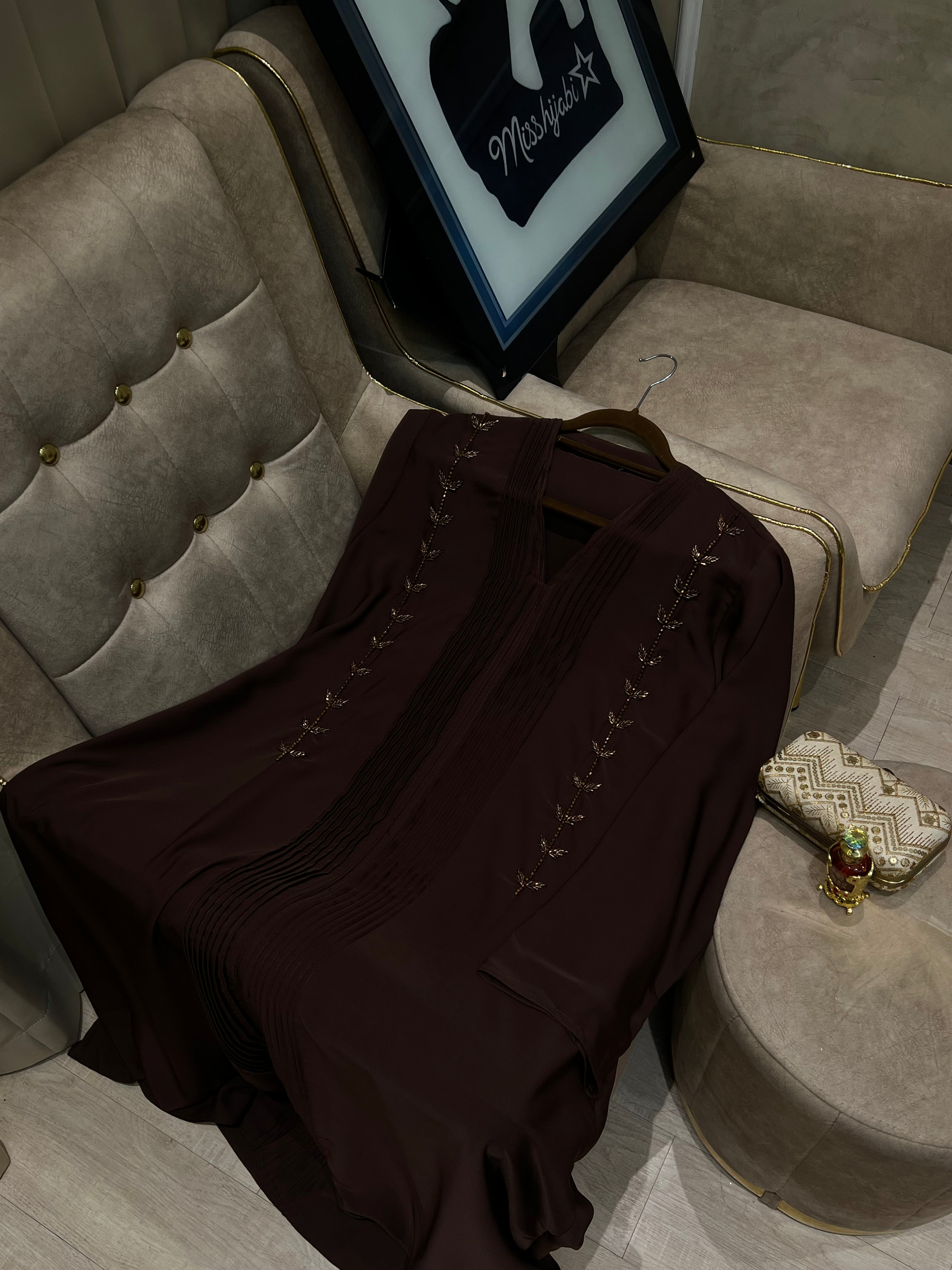 Brown Front Designed Abaya- MH056