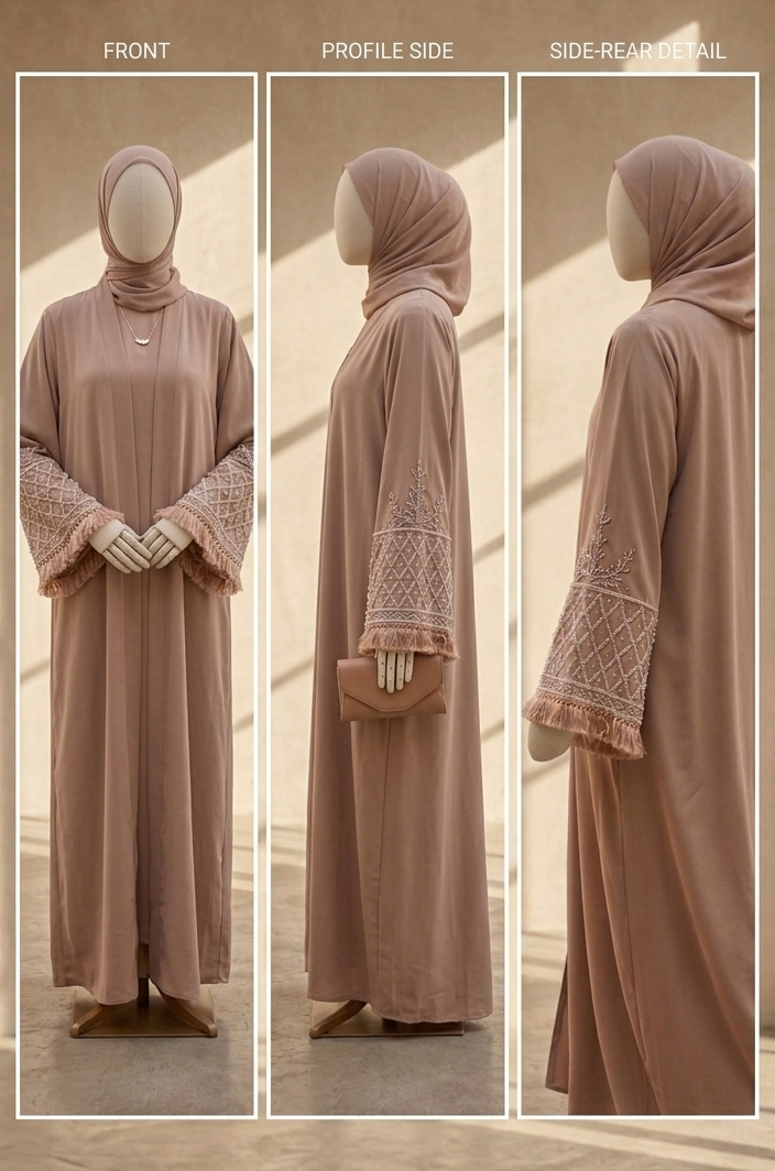 Beige Party Sleeve Work Abaya MH247