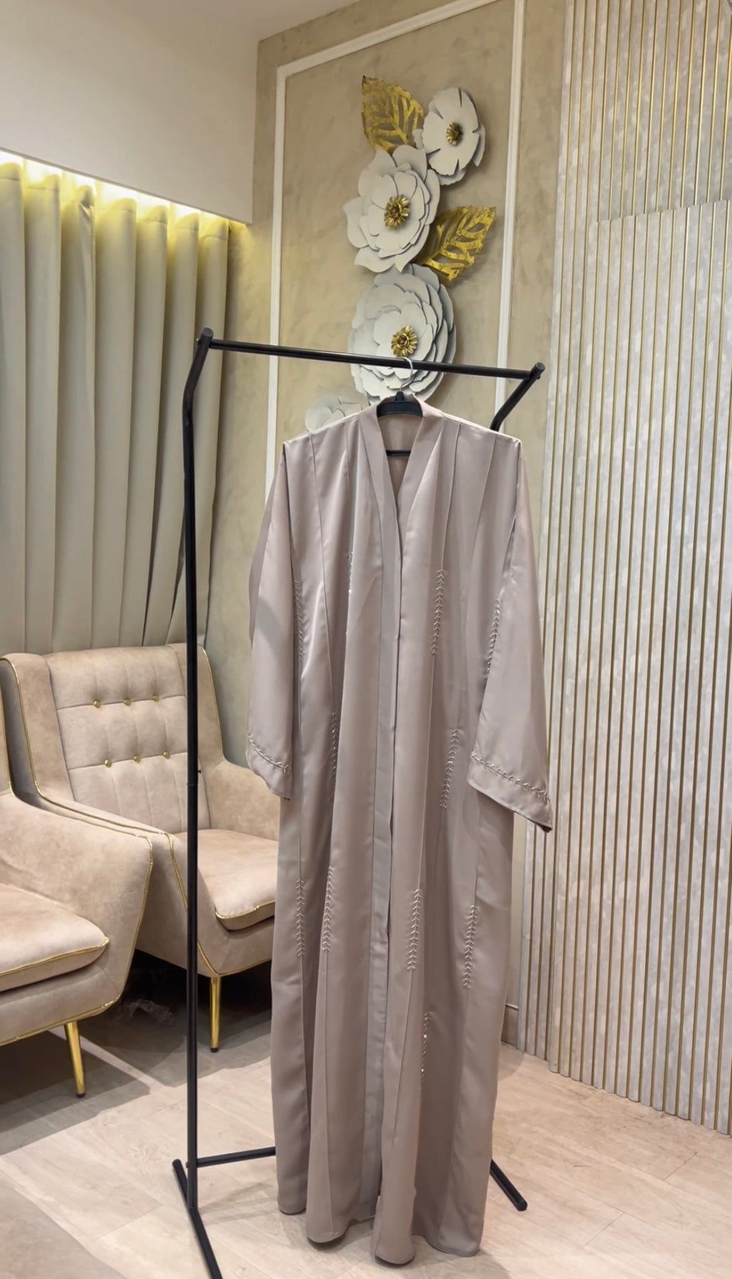 Beige Couture Handwork Abaya- MH089