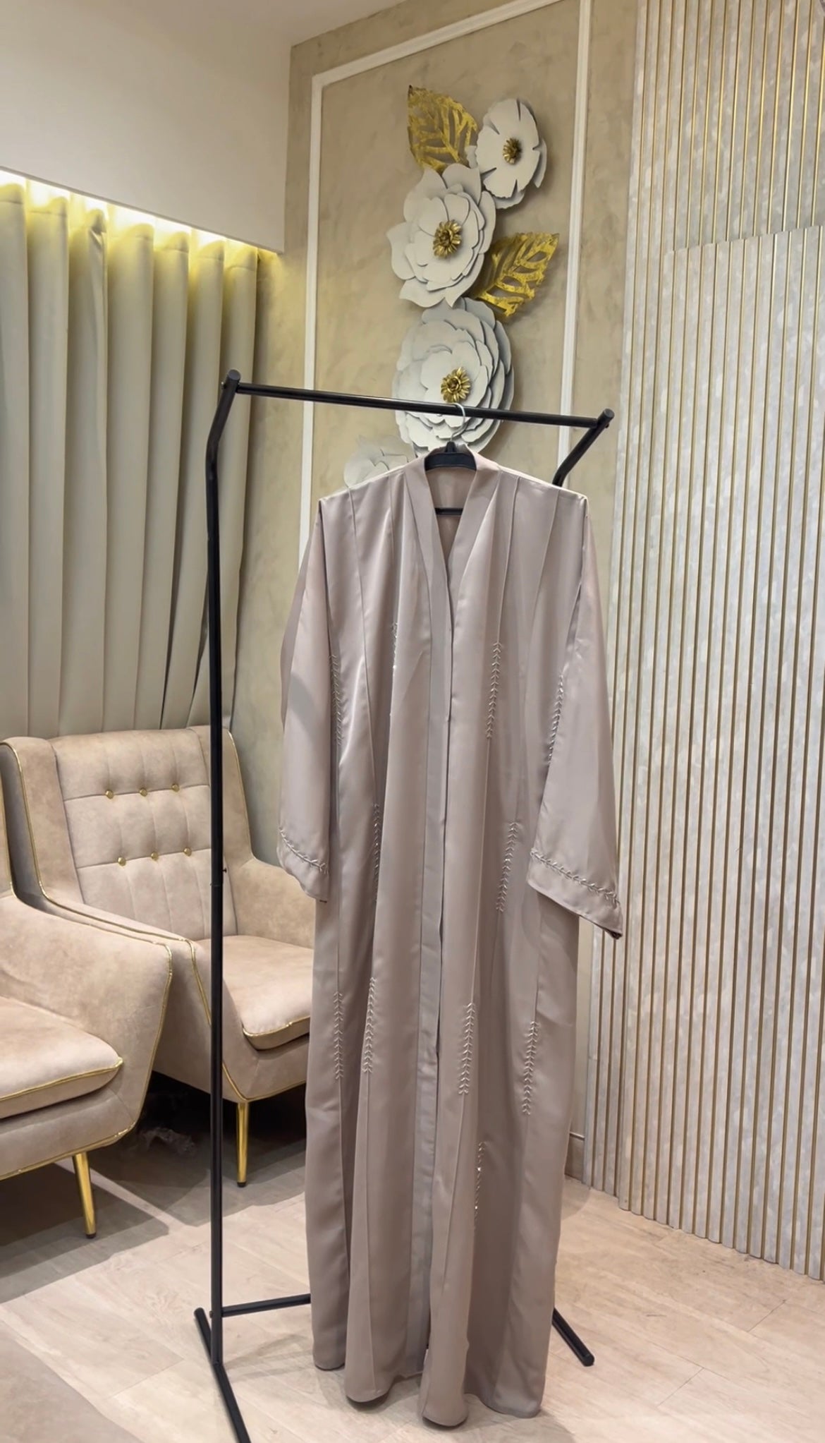 Beige Couture Handwork Abaya- MH089