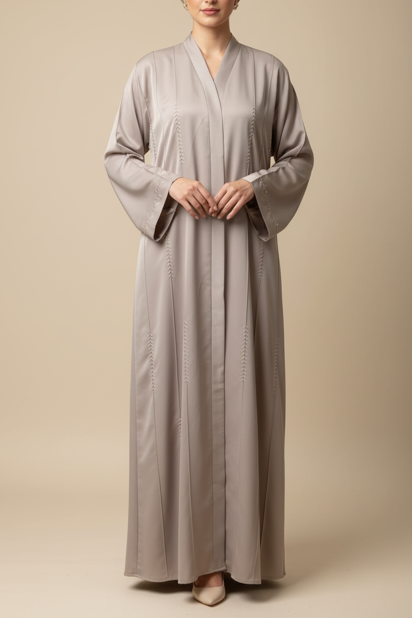 Beige Couture Handwork Abaya- MH089