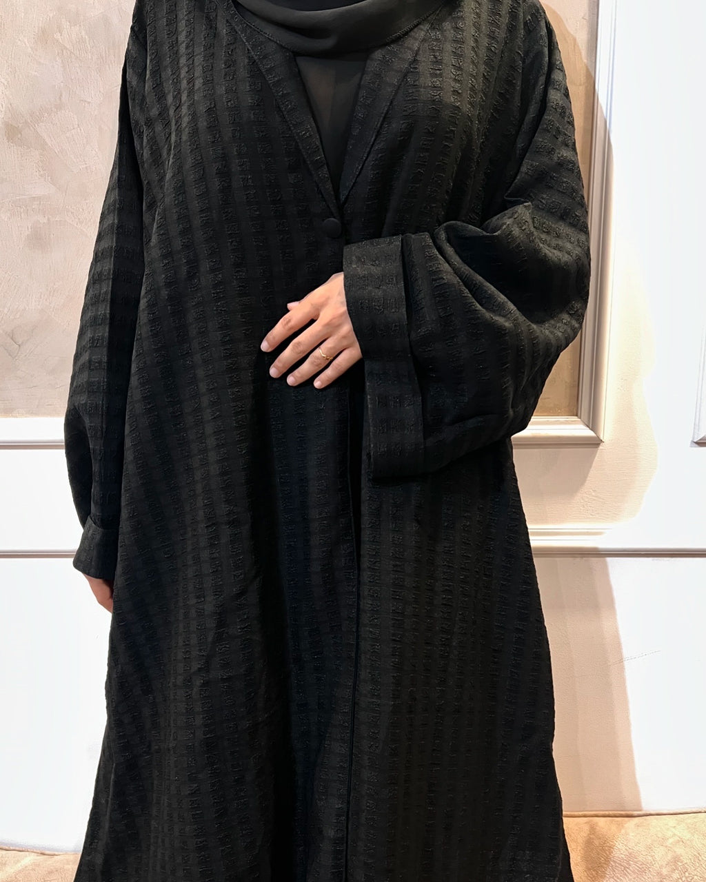 Sana Black Self Designed Abaya -MH033