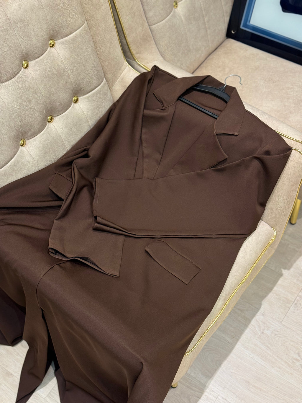 Brown Pocket Barbie Fabric Abaya -MH042