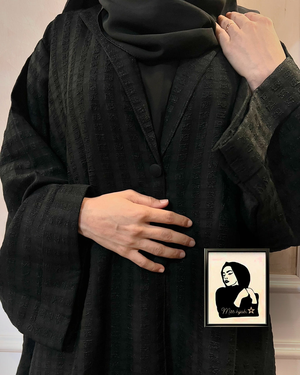 Sana Black Self Designed Abaya -MH033