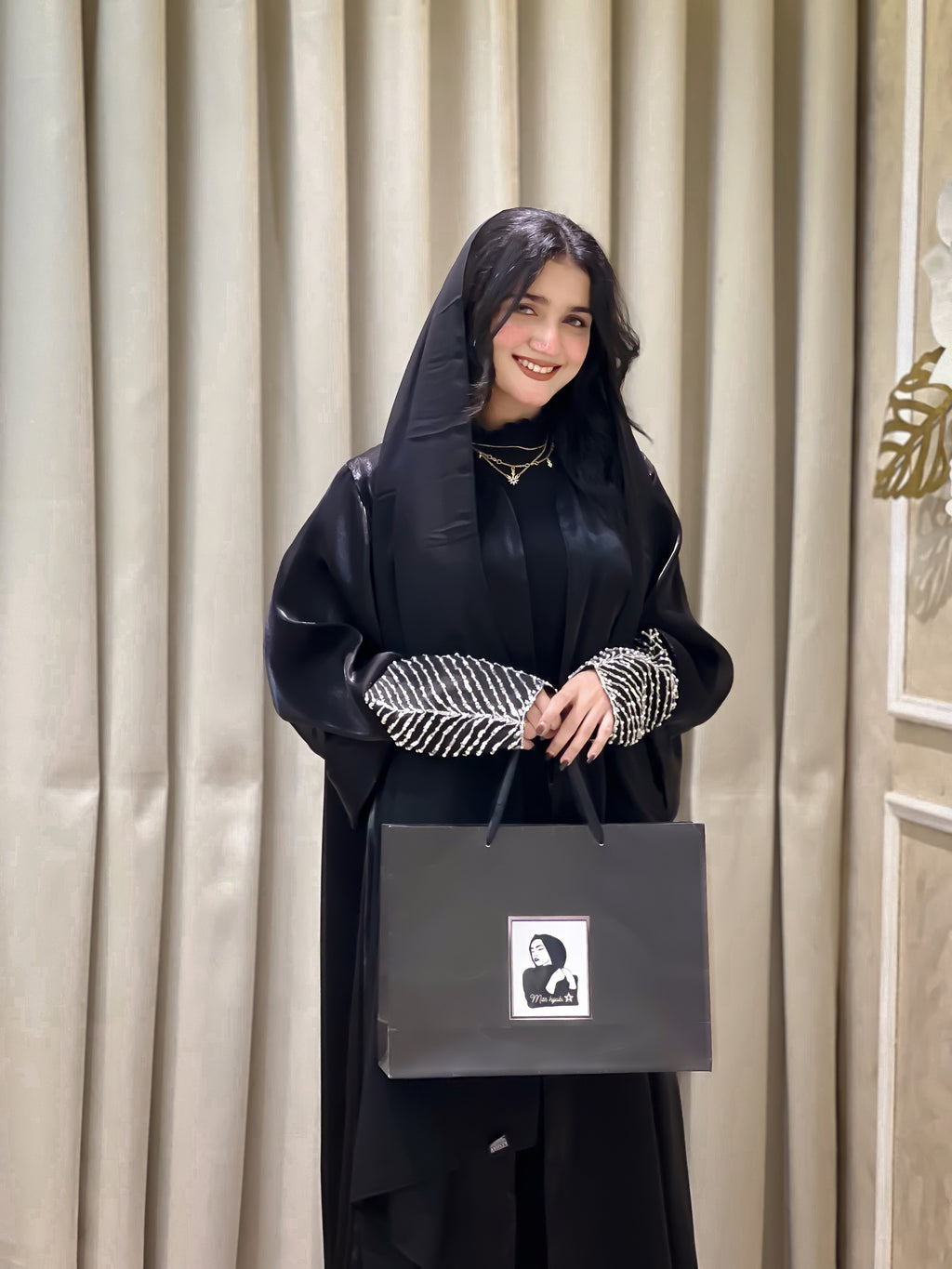 NAFZ Black Sleeve Work Abaya- MH006