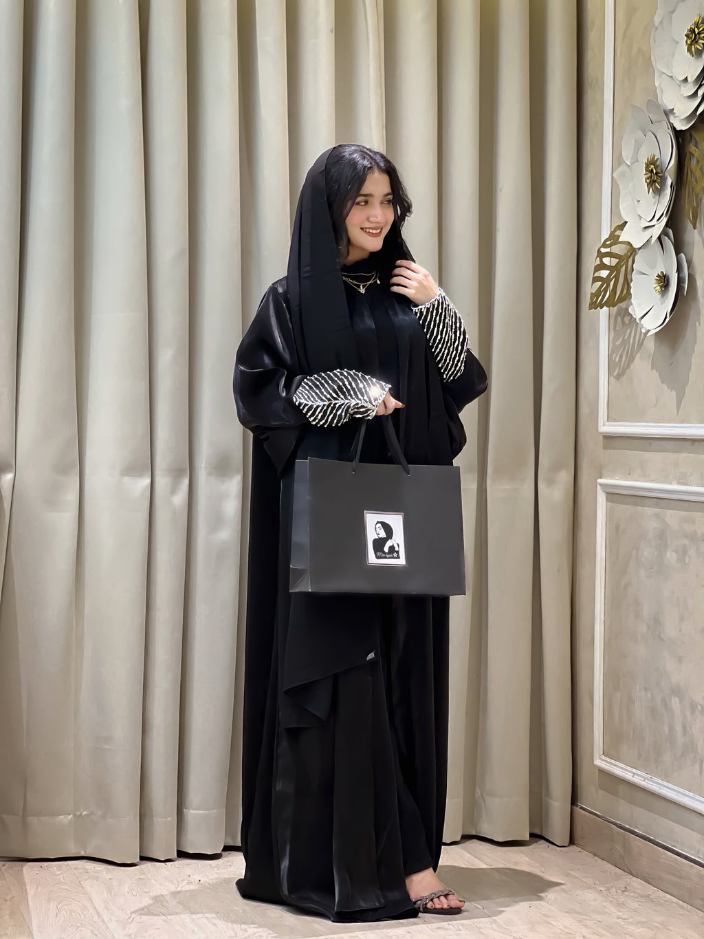 NAFZ Black Sleeve Work Abaya- MH006