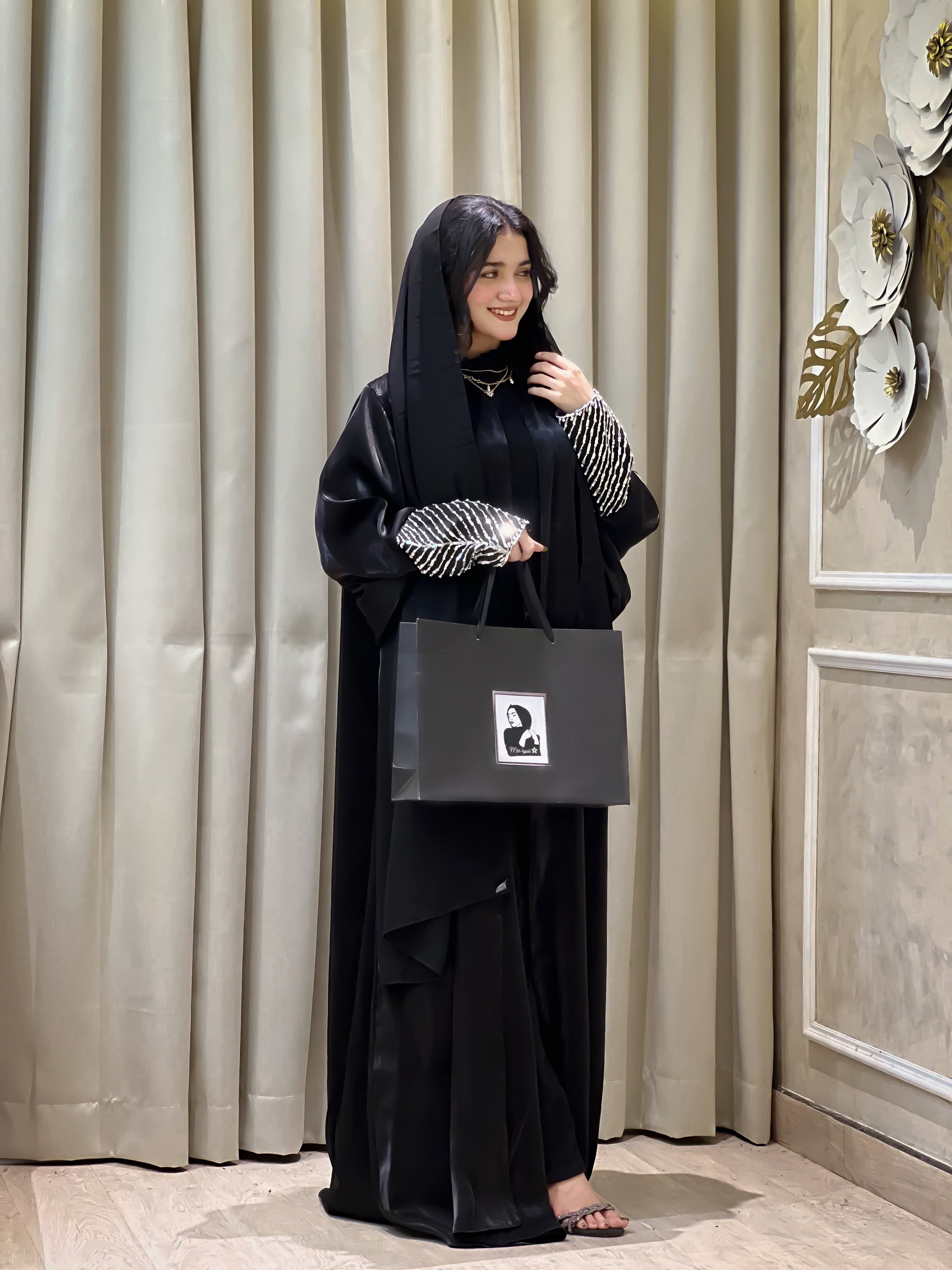 NAFZ Black Sleeve Work Abaya- MH006