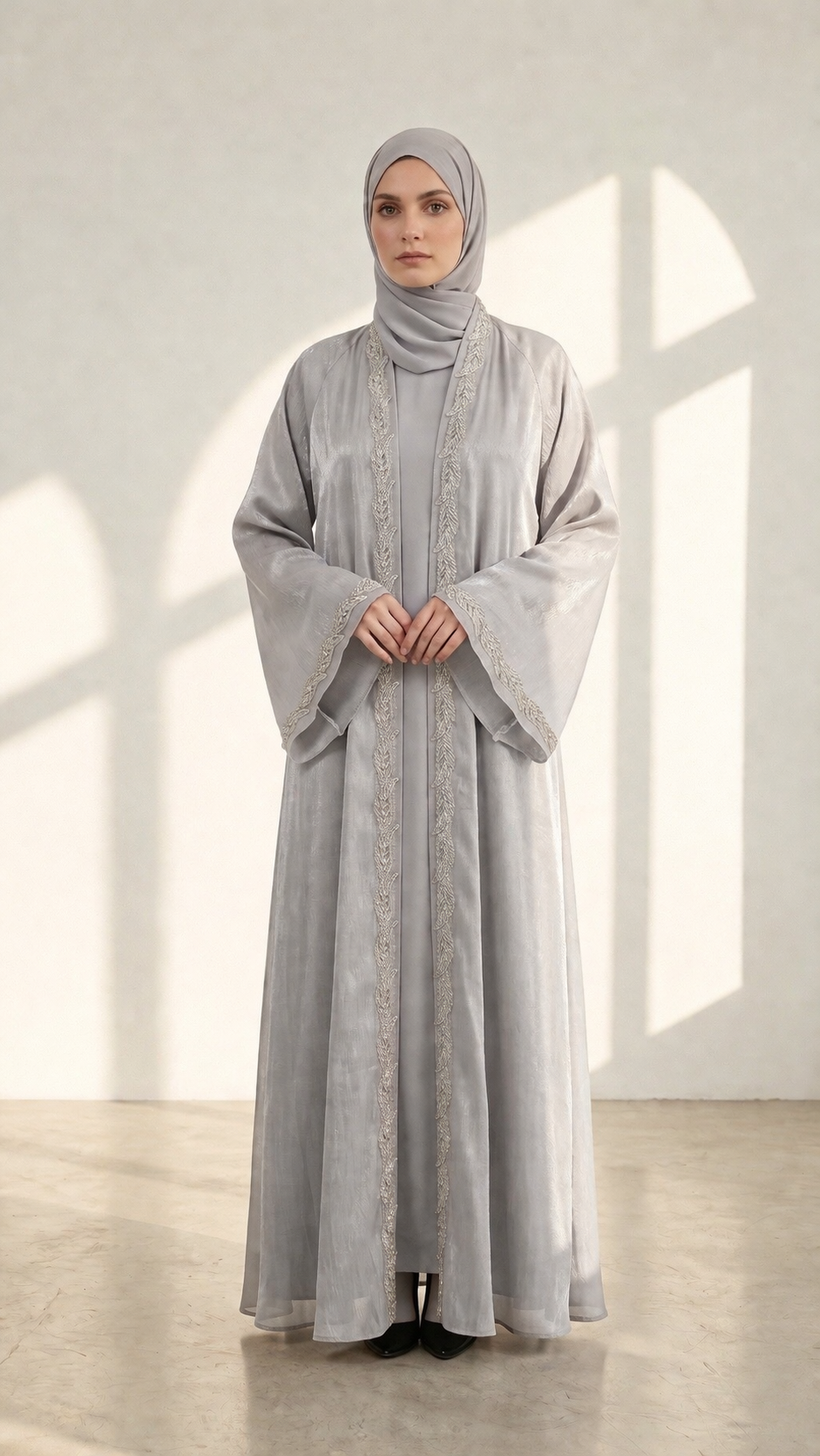 Party Abaya with white embellishment MH229