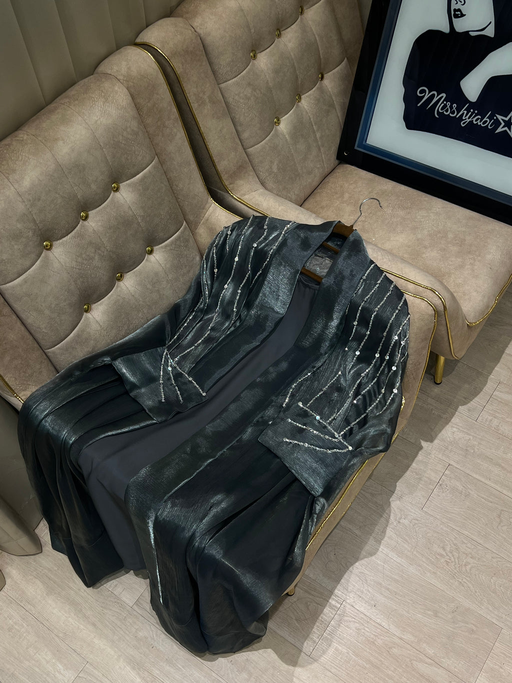 Grey Party Abaya -MH035