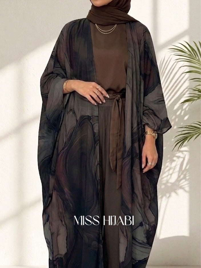 Printed khafthaan Abaya MH230