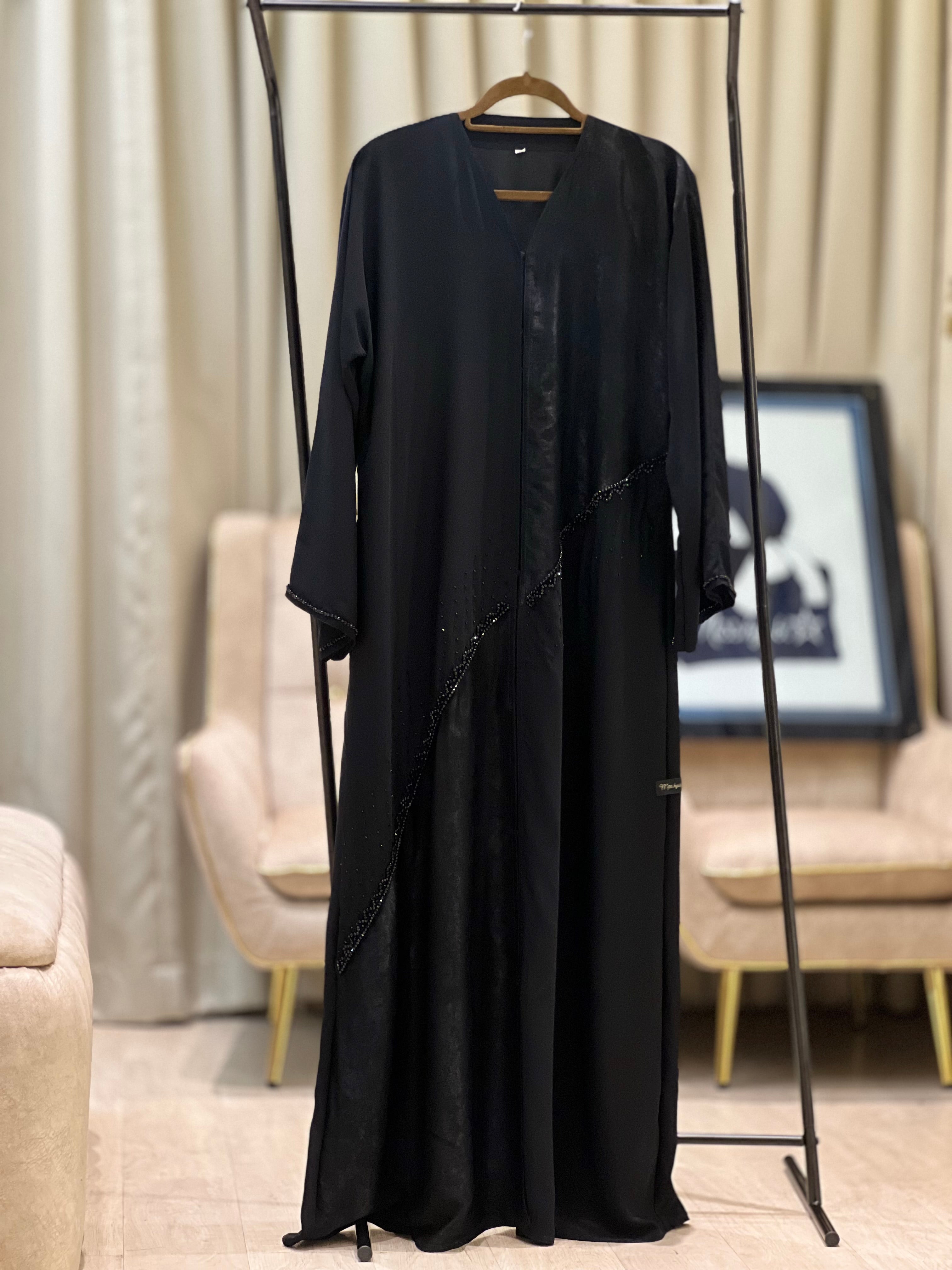 Black Floral Abaya -MH068