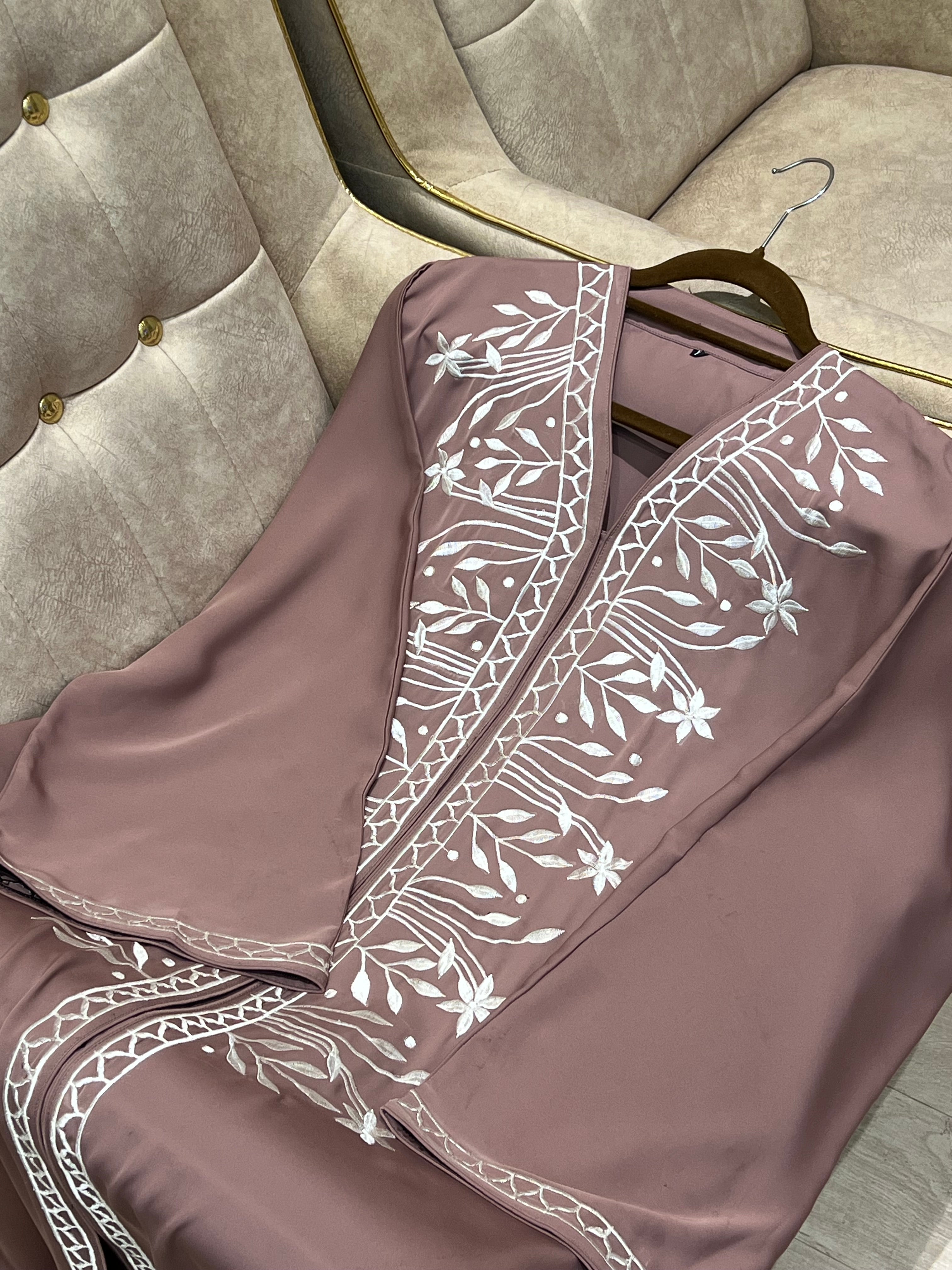 Embroidery Sable Brown Abaya- MH221
