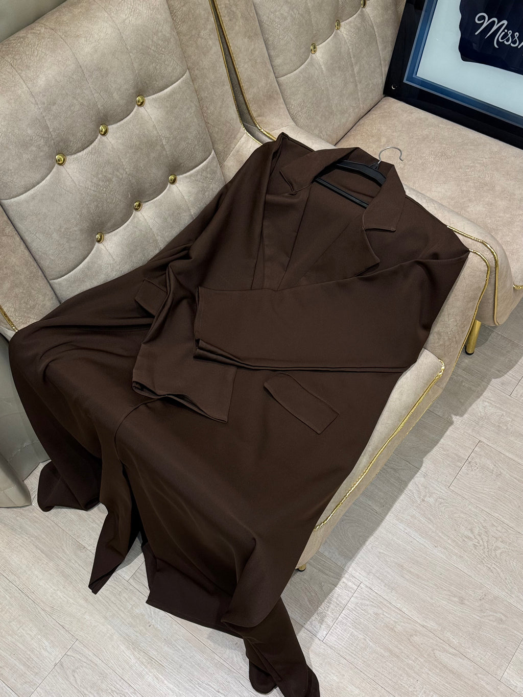 Brown Pocket Barbie Fabric Abaya -MH042