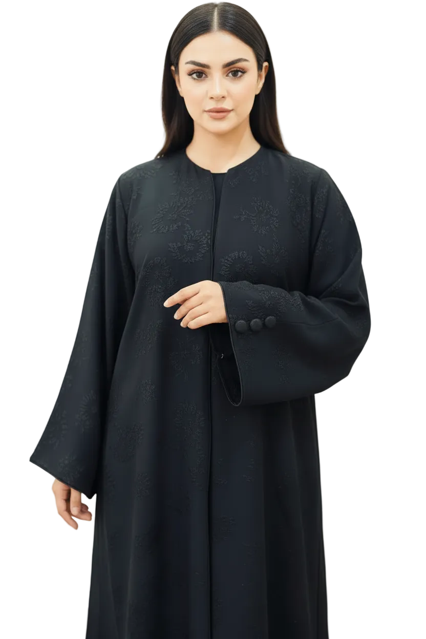 Self Designed Black Simple Abaya -MH090