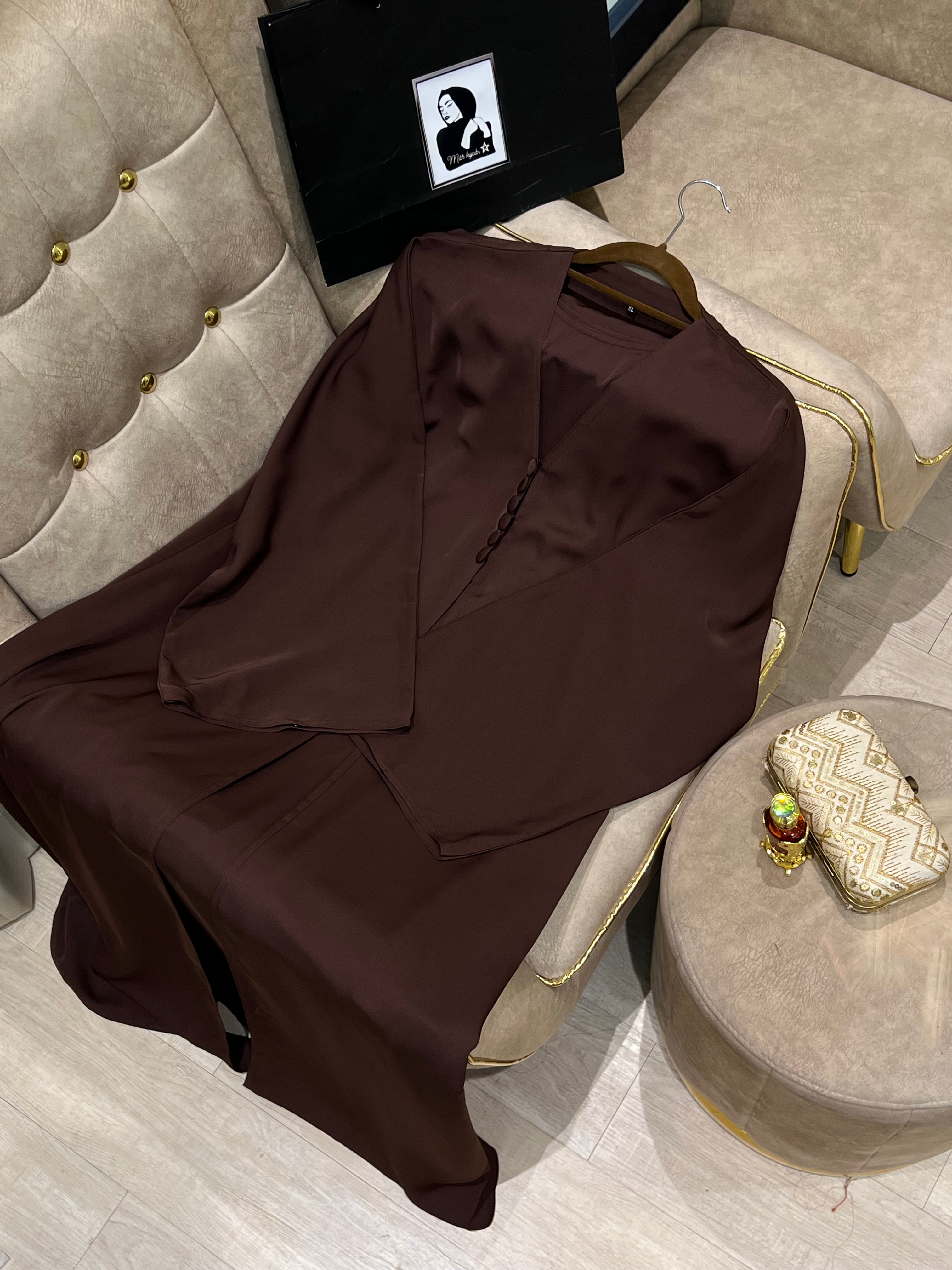 Simple Brown Abaya Comfortable Daily Wear -MH053