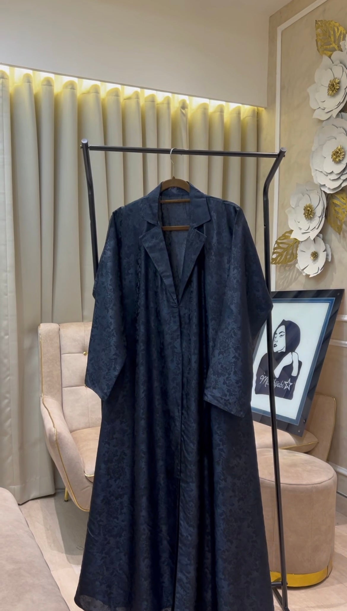 Blue Printed Abaya -MH087