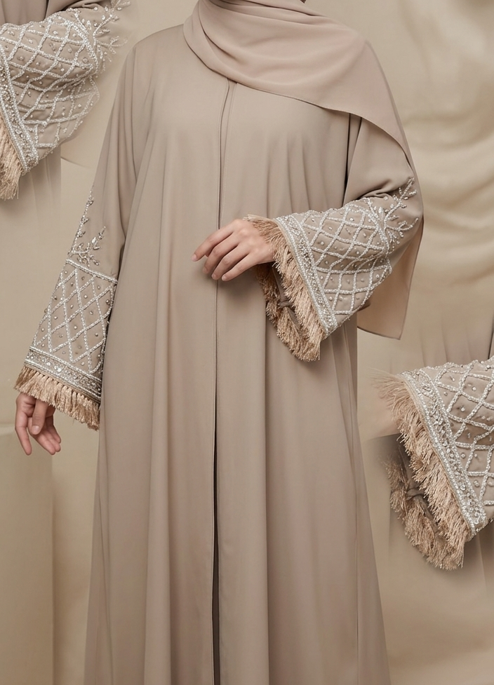 Beige Party Sleeve Work Abaya MH247