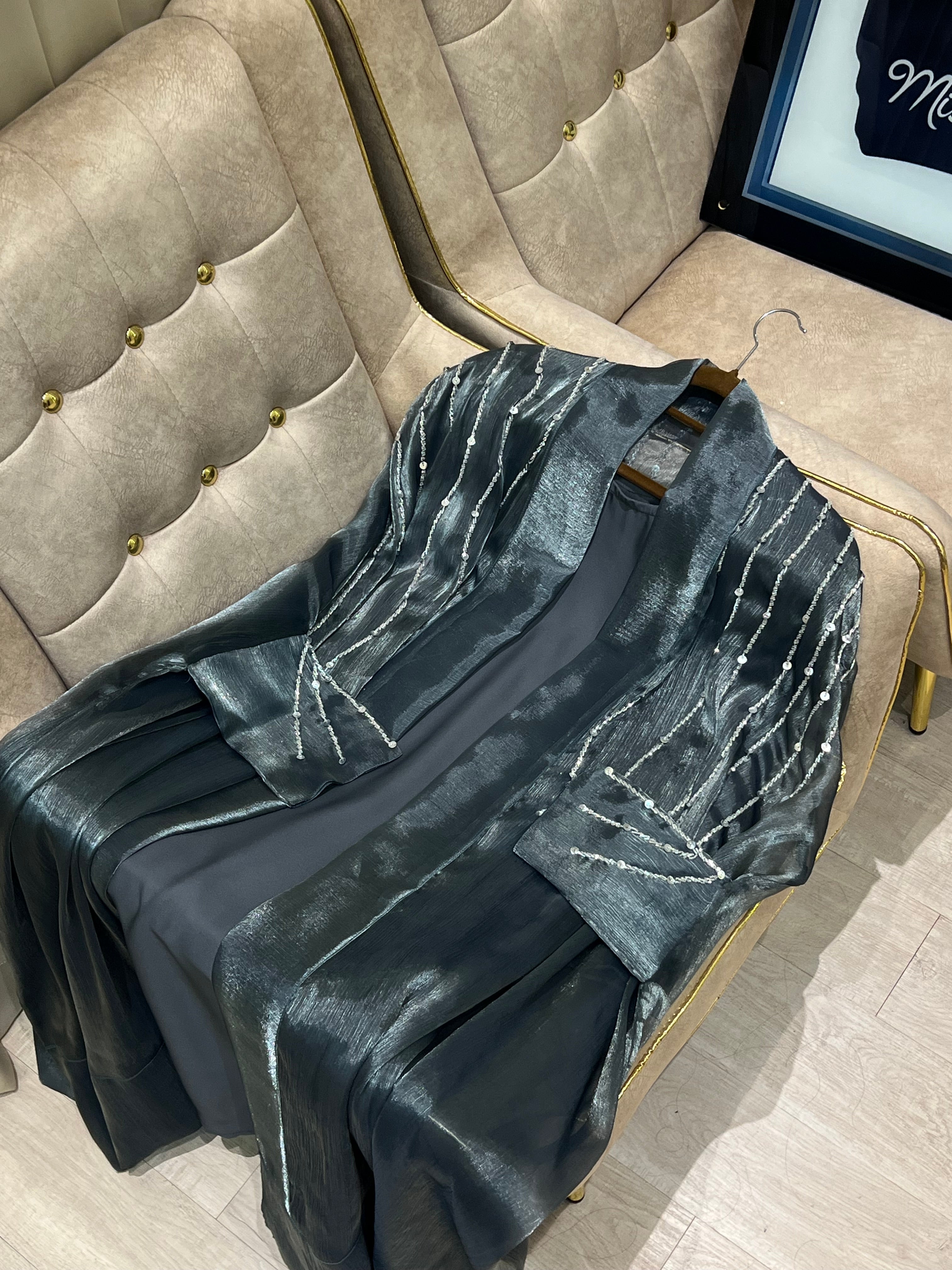 Grey Party Abaya -MH035