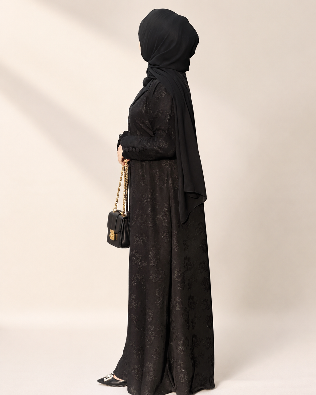 Black Dreamy Flower Abaya-MH339