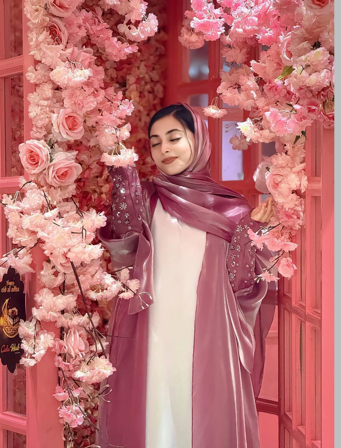 Sana Pink Organza Abaya- MH028