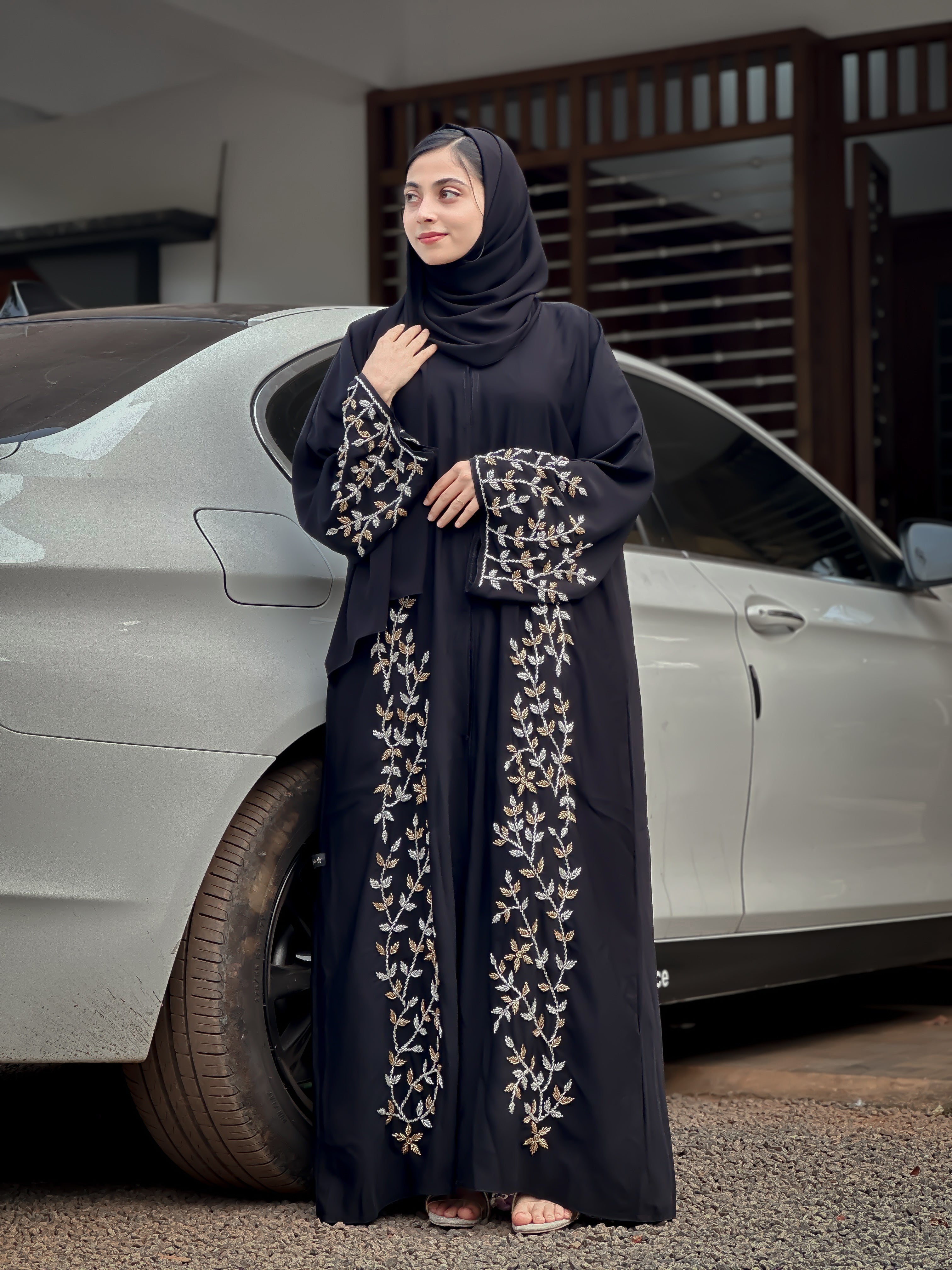 BLACK SANA LUXURY ABAYA- MH018