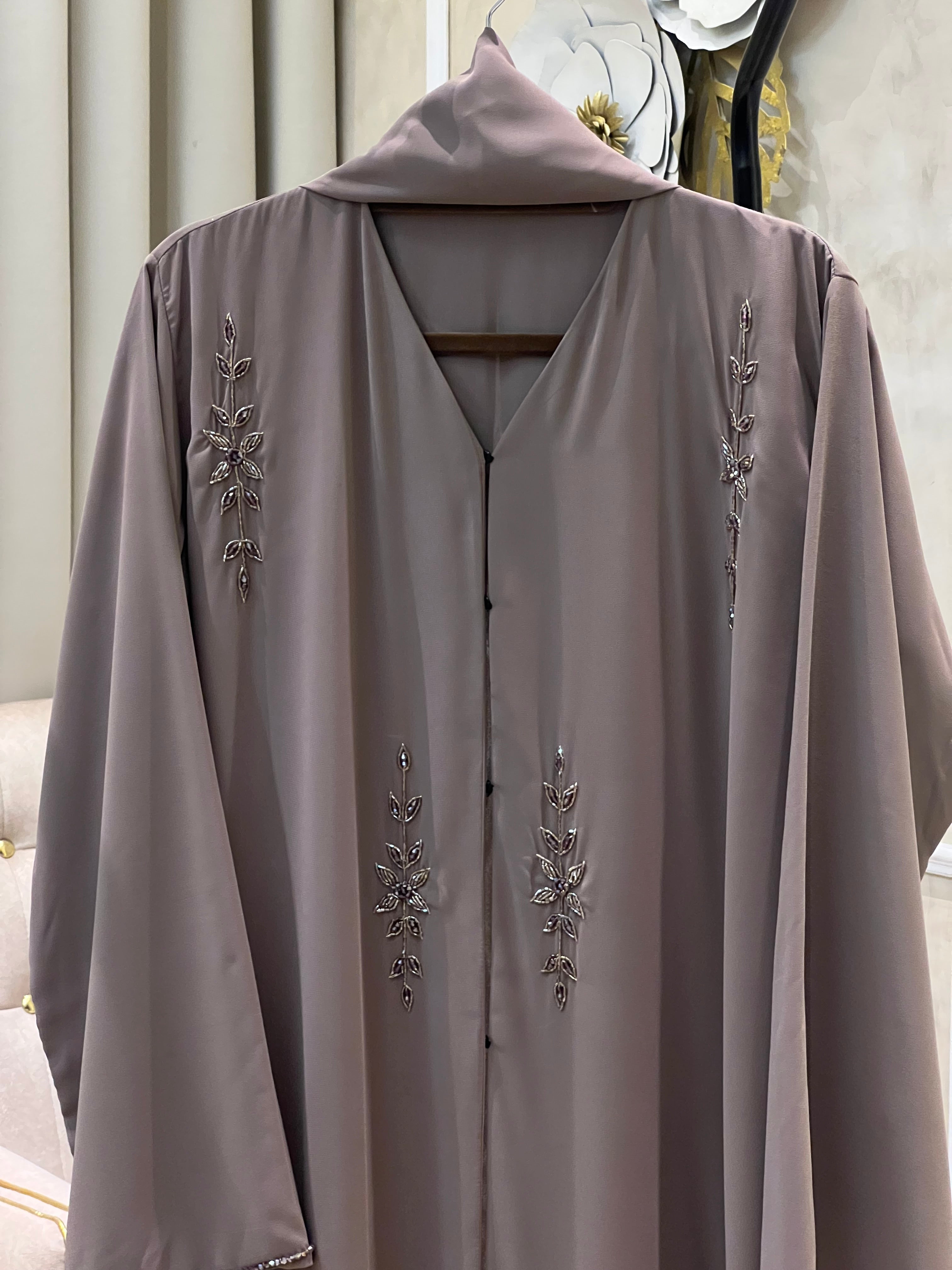 Luxury Taupe Abaya for Women – Elegant Modest Wear- MH059