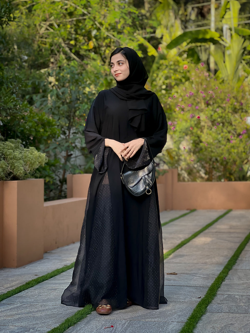 BLACK SANA SHEHZ PARTY ABAYA- MH022