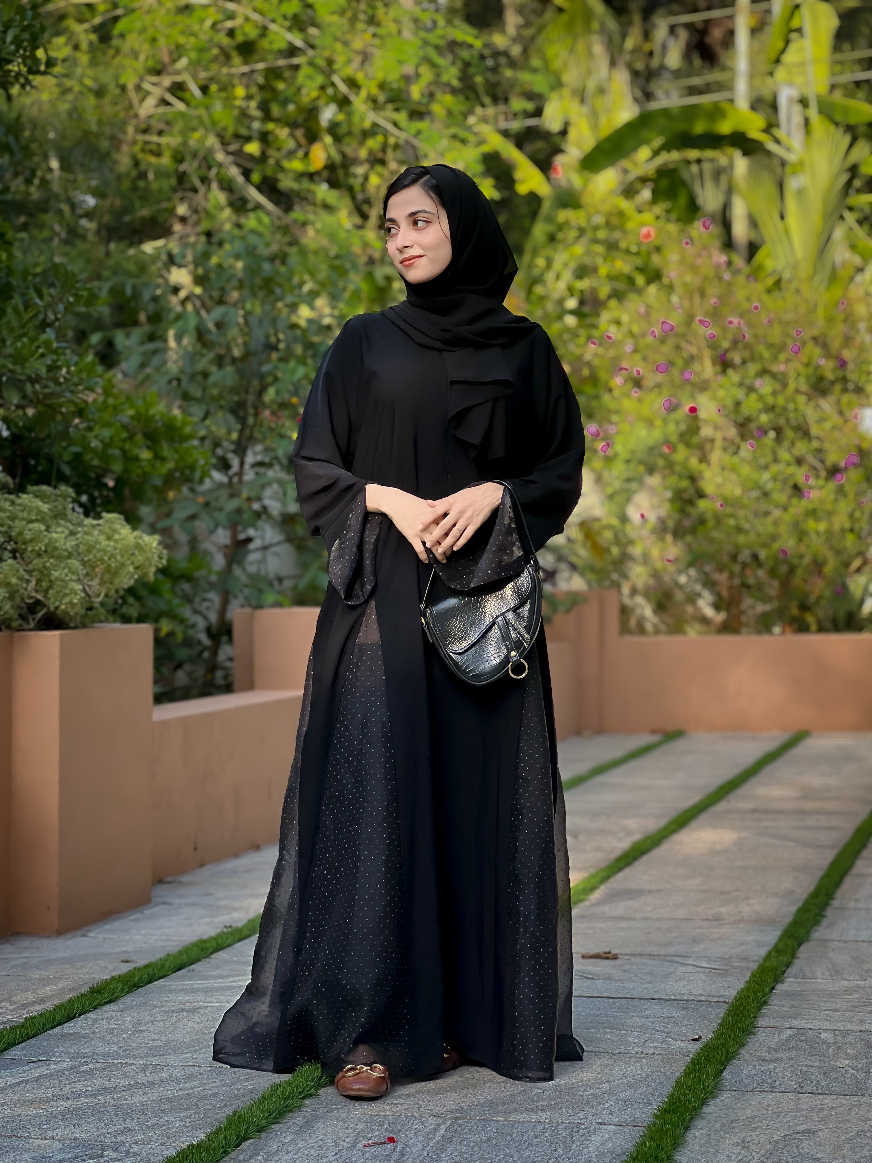 BLACK SANA SHEHZ PARTY ABAYA- MH022