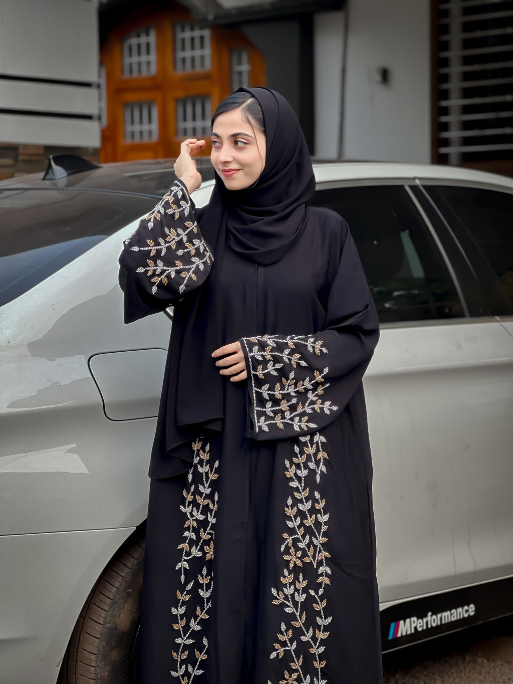 BLACK SANA LUXURY ABAYA- MH018