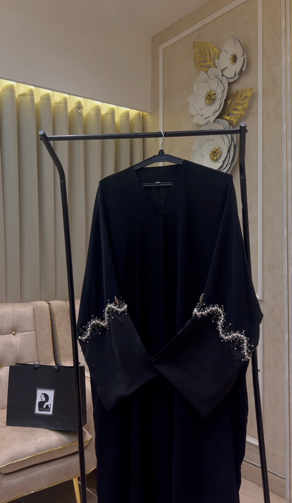 Satin Sleeve Farasha Abaya- MH079