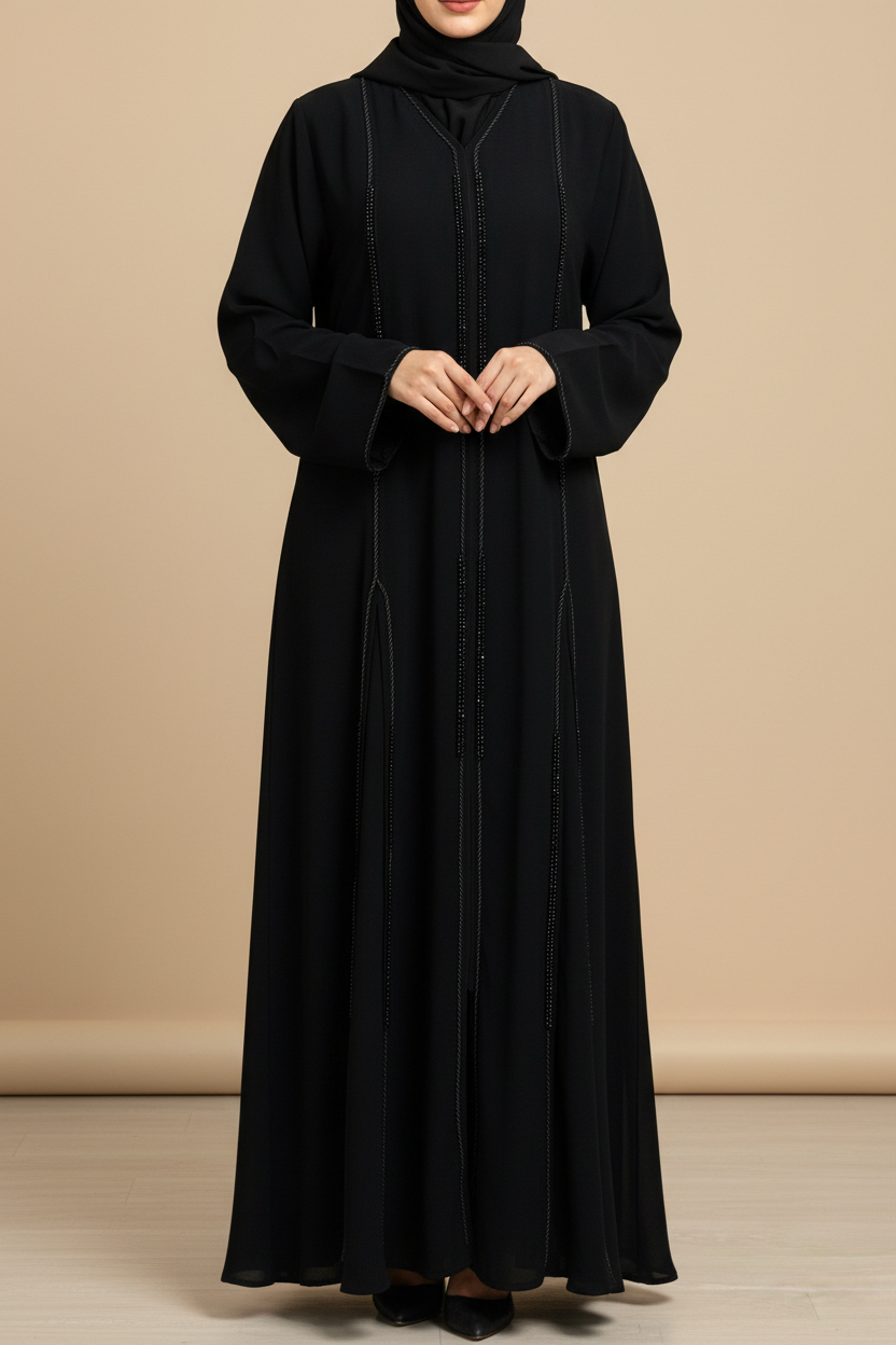 Black Georgette party Abaya -MH041