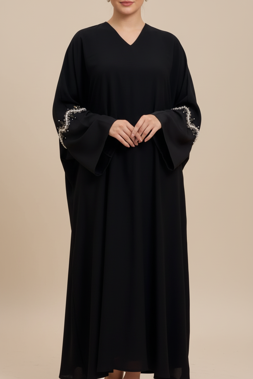 Satin Sleeve Farasha Abaya- MH079