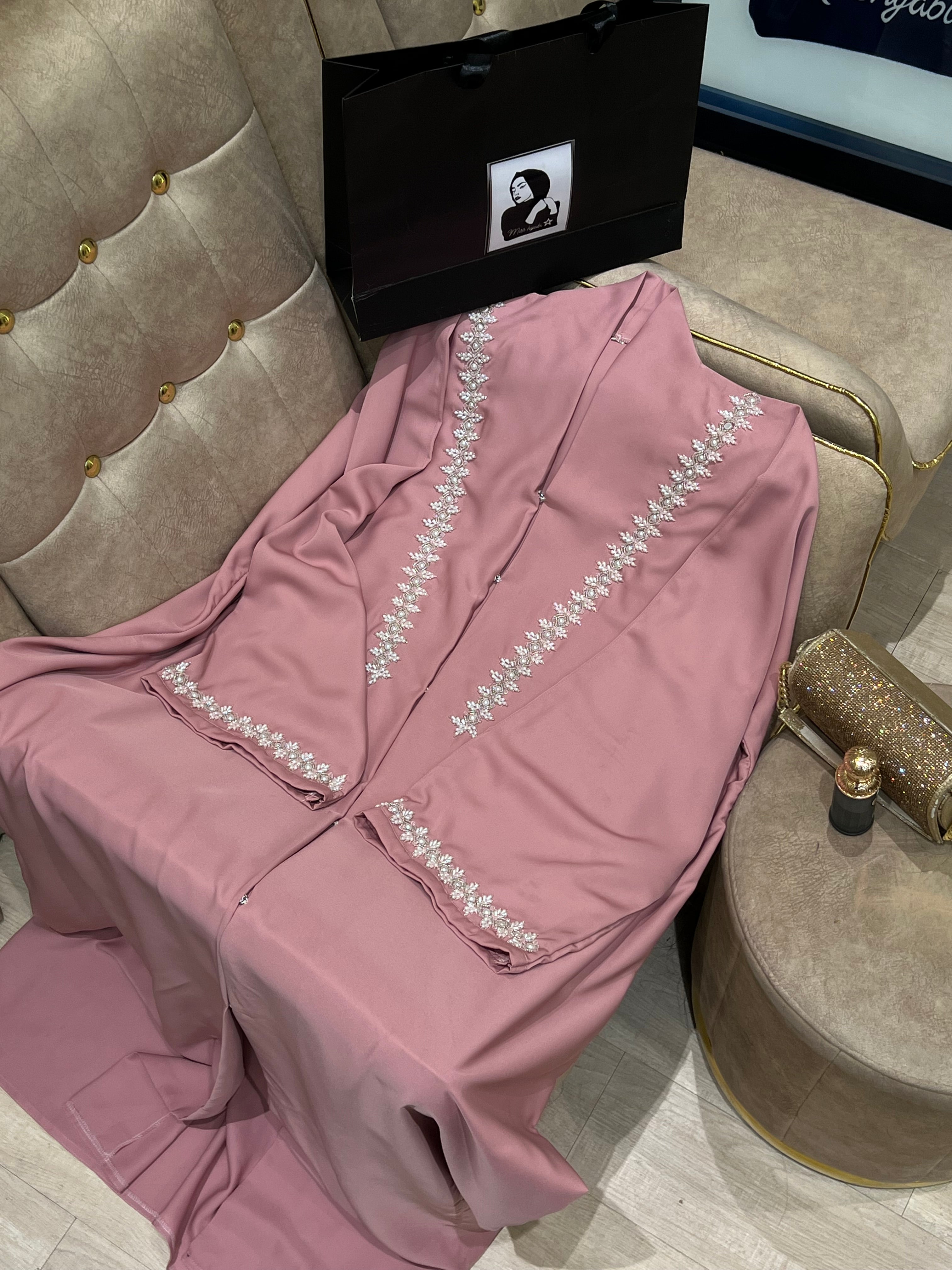 Baby Pink Luxury Abaya- MH061