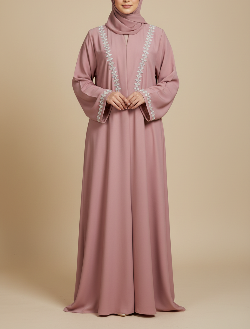 Baby Pink Luxury Abaya- MH061
