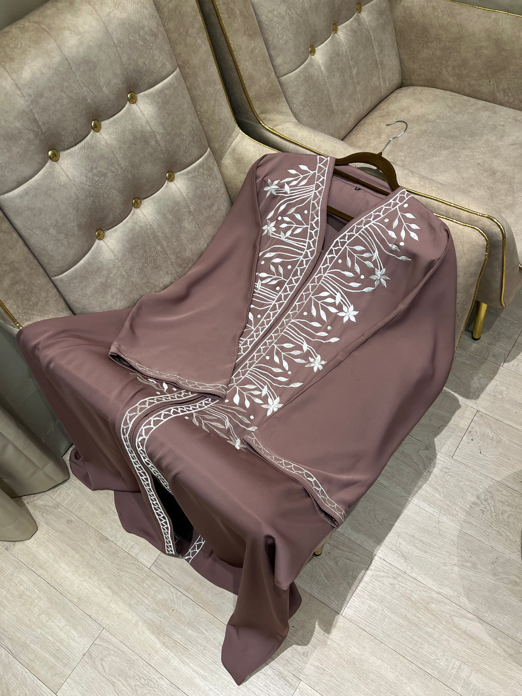Embroidery Sable Brown Abaya- MH221