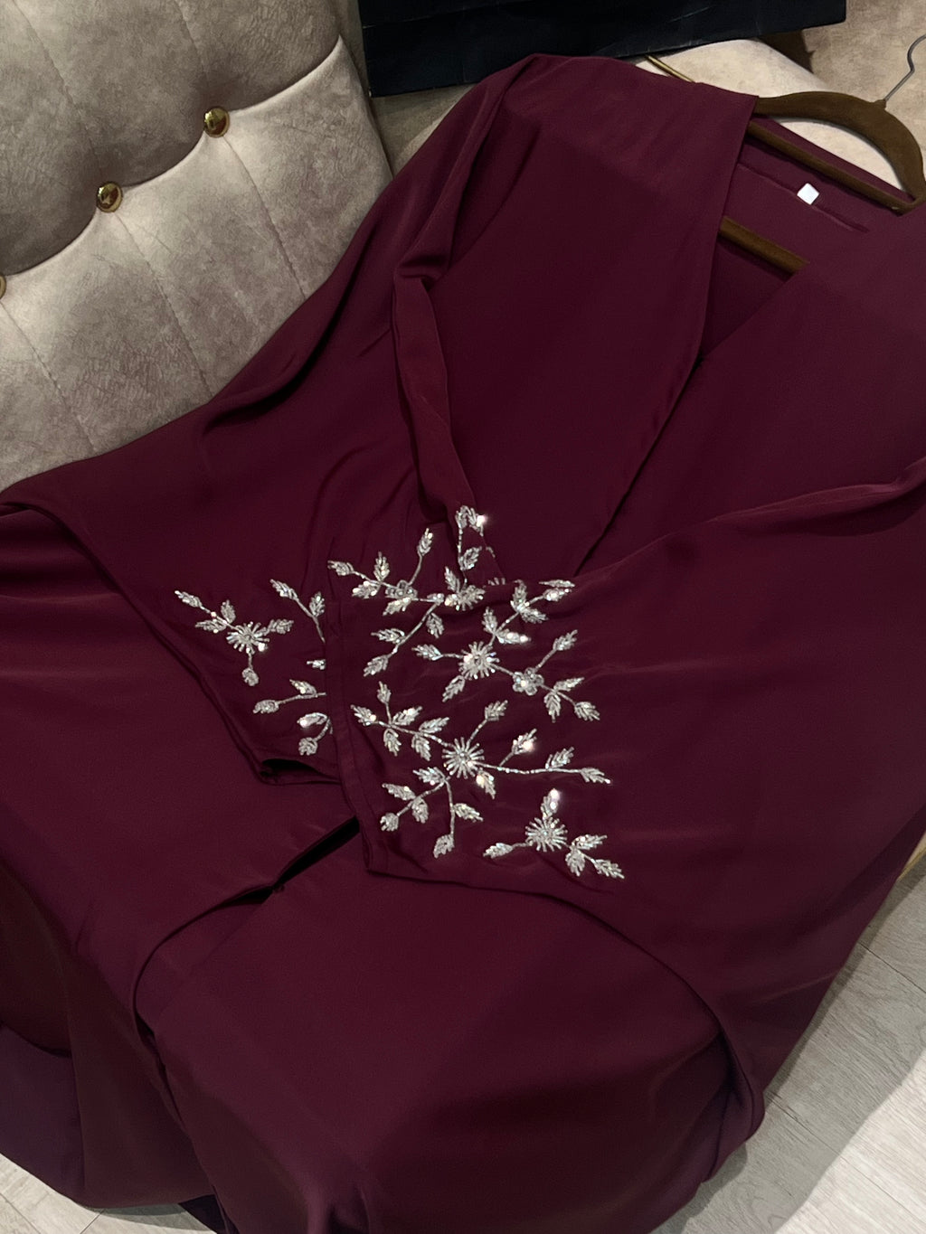 Cherry Silver Gilded Abaya- MH045