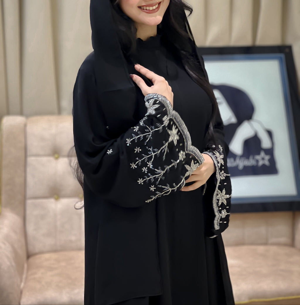 NAFZ Black Georgette abaya- MH005
